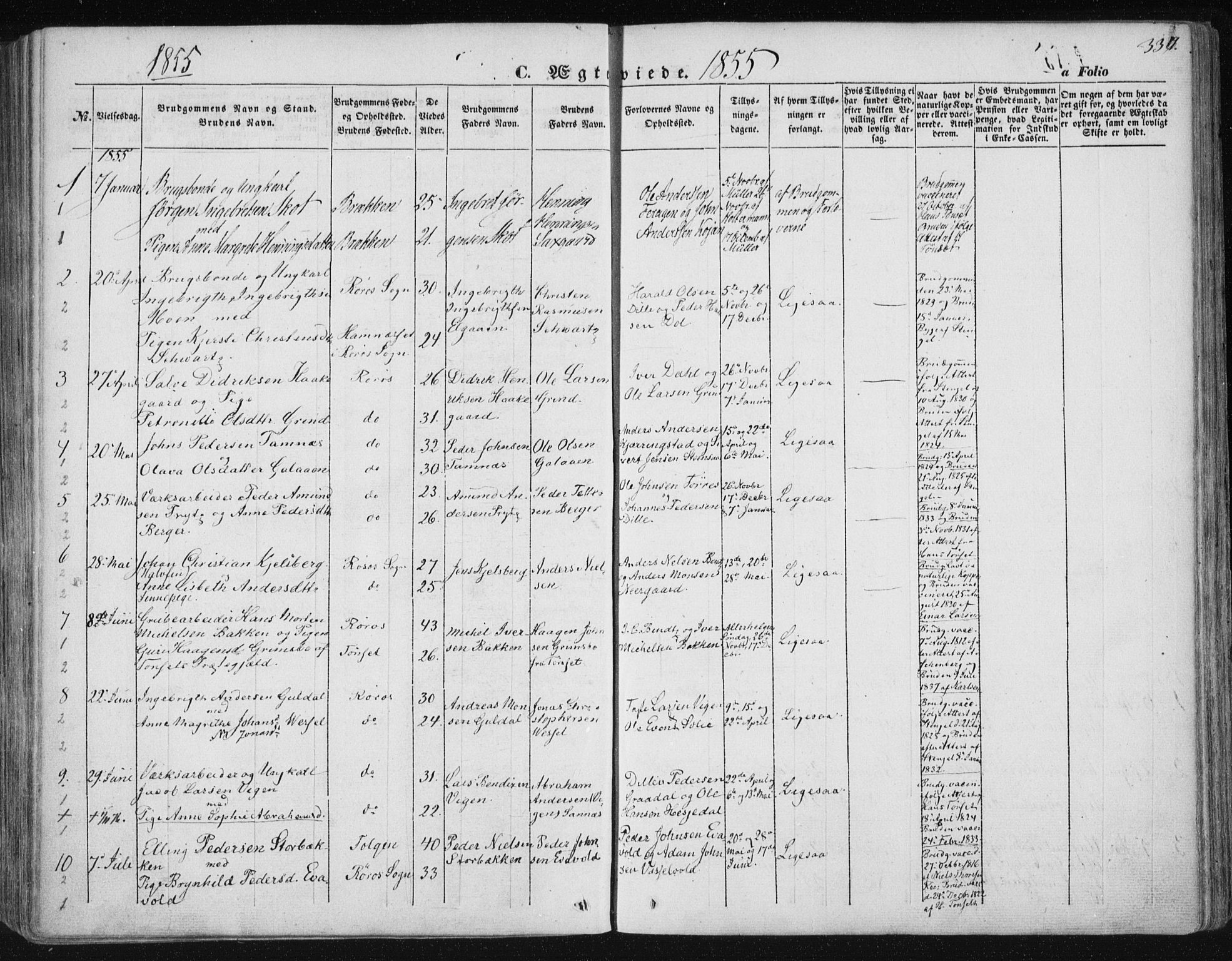 Ministerialprotokoller, klokkerbøker og fødselsregistre - Sør-Trøndelag, SAT/A-1456/681/L0931: Parish register (official) no. 681A09, 1845-1859, p. 337