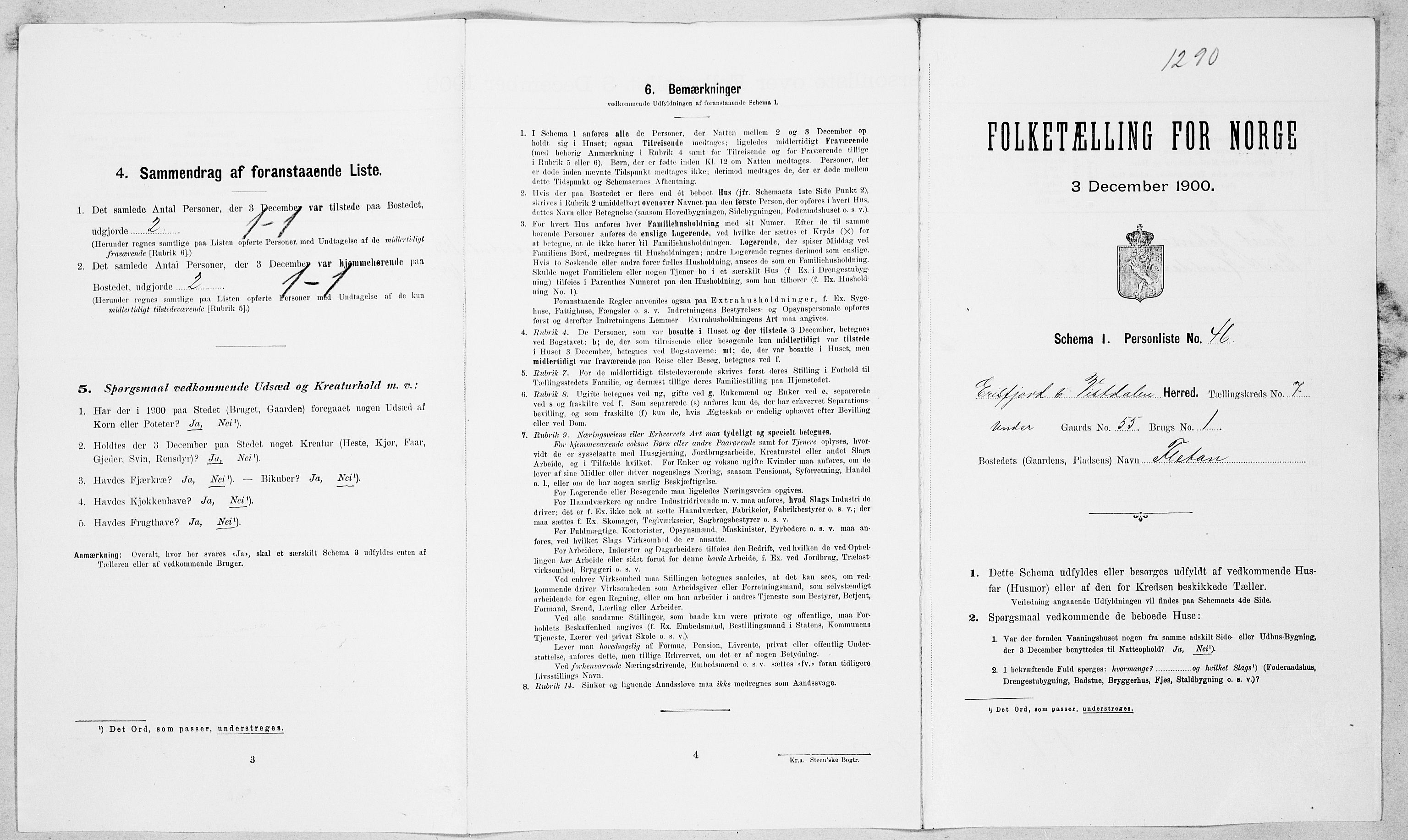 SAT, 1900 census for Eresfjord og Vistdal, 1900, p. 518