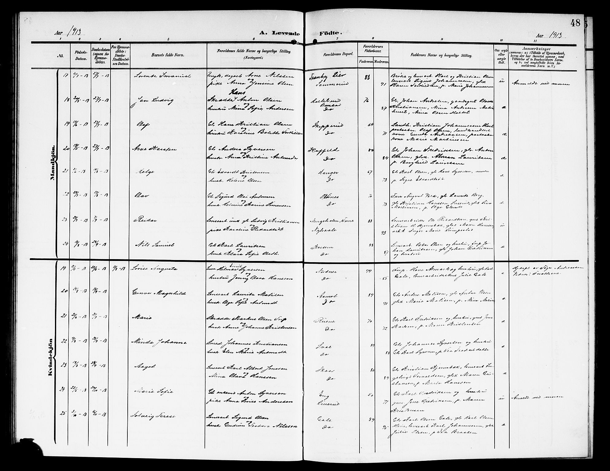 Skiptvet prestekontor Kirkebøker, AV/SAO-A-20009/G/Ga/L0002: Parish register (copy) no. 2, 1905-1915, p. 48