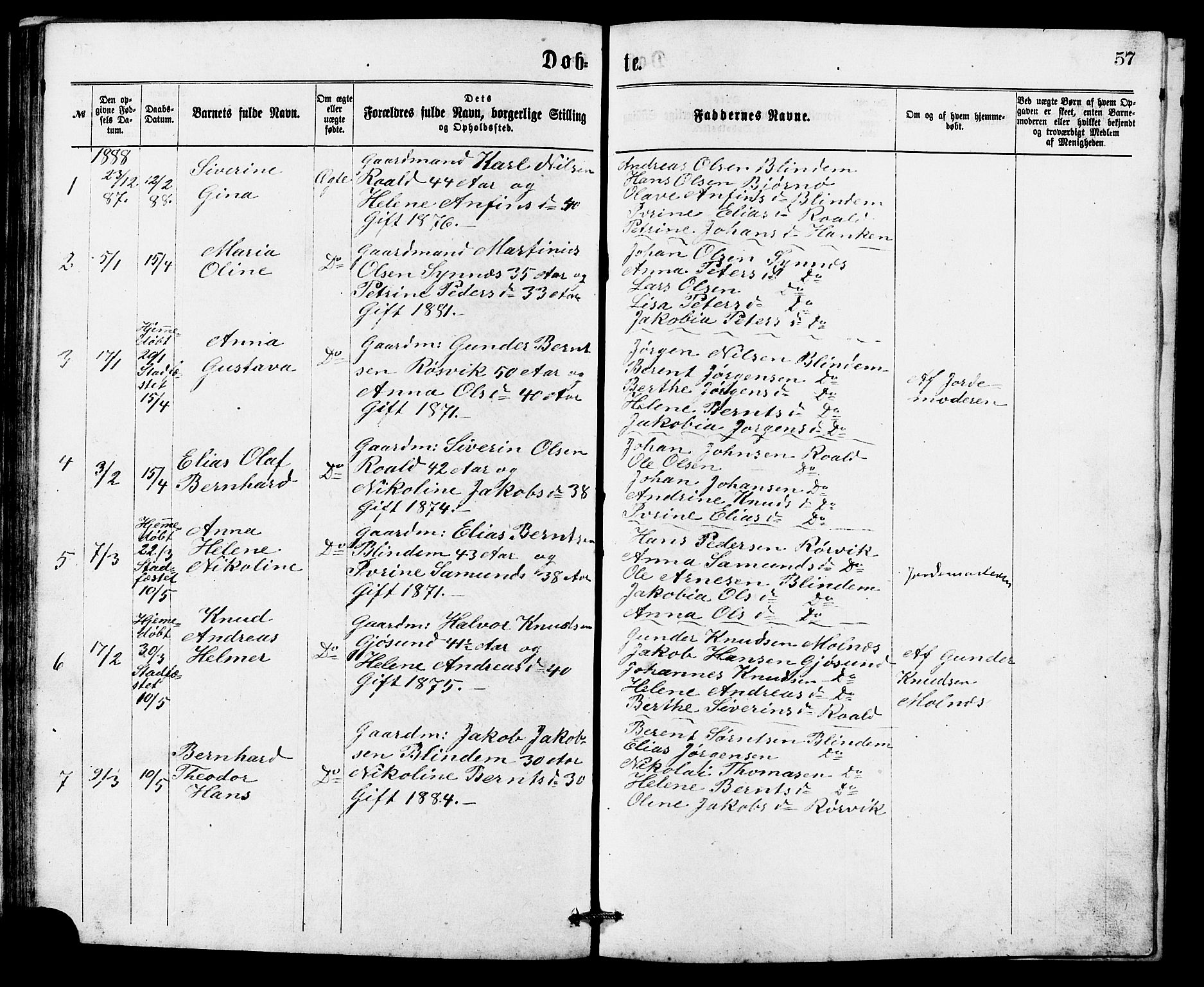 Ministerialprotokoller, klokkerbøker og fødselsregistre - Møre og Romsdal, SAT/A-1454/537/L0521: Parish register (copy) no. 537C02, 1869-1888, p. 57