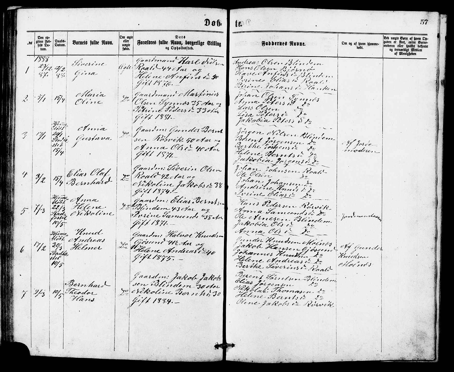 Ministerialprotokoller, klokkerbøker og fødselsregistre - Møre og Romsdal, AV/SAT-A-1454/537/L0521: Parish register (copy) no. 537C02, 1869-1888, p. 57