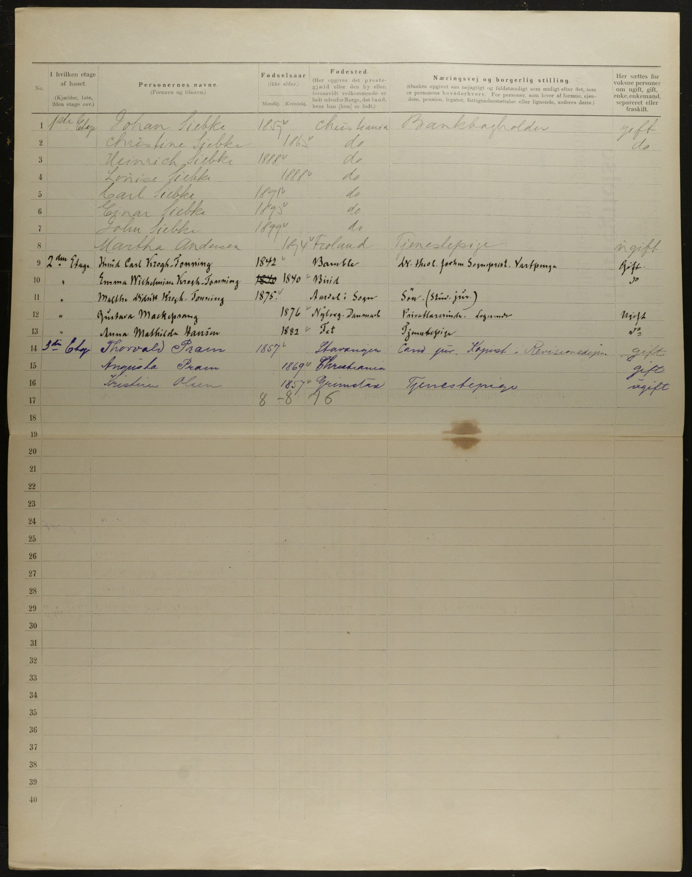 OBA, Municipal Census 1901 for Kristiania, 1901, p. 9043