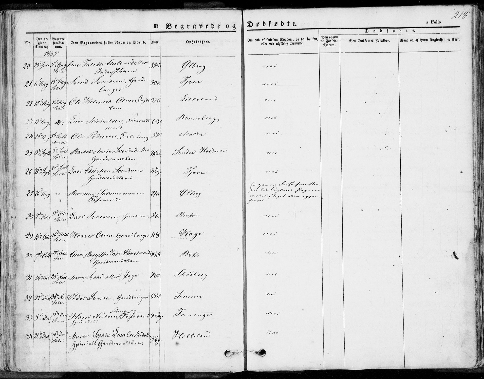 Håland sokneprestkontor, AV/SAST-A-101802/001/30BA/L0008: Parish register (official) no. A 7.2, 1854-1870, p. 218