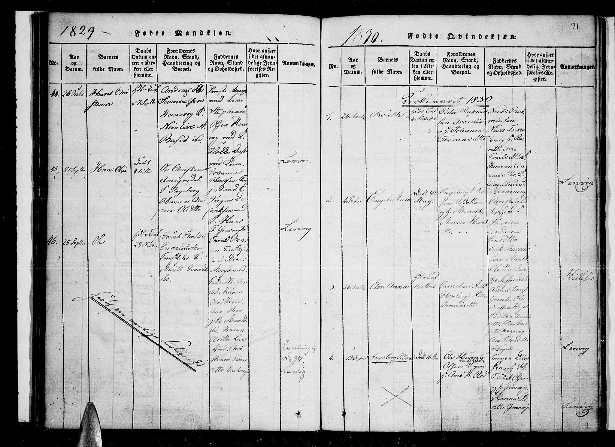 Lenvik sokneprestembete, SATØ/S-1310/H/Ha/Haa/L0003kirke: Parish register (official) no. 3, 1820-1831, p. 71