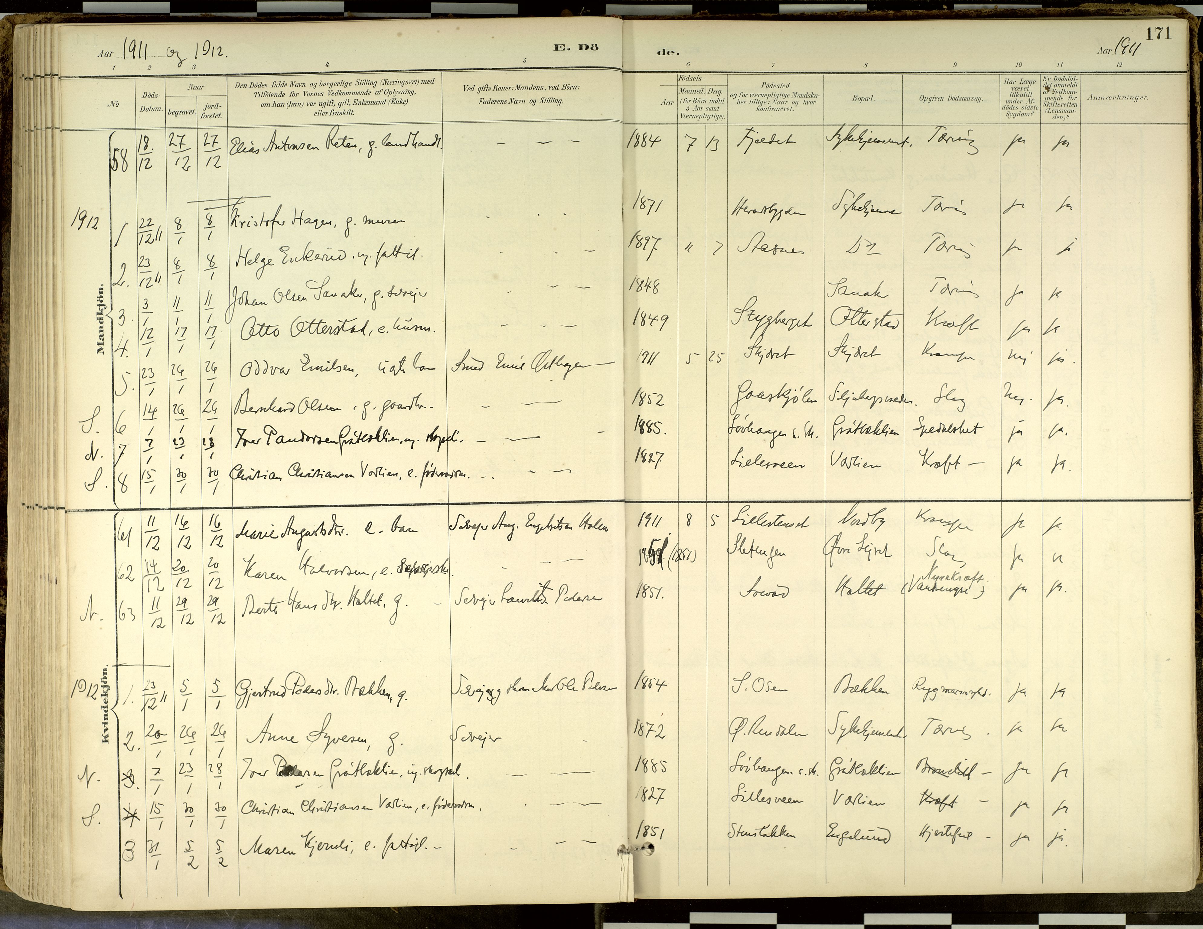 Elverum prestekontor, SAH/PREST-044/H/Ha/Haa/L0018: Parish register (official) no. 18, 1894-1914, p. 171