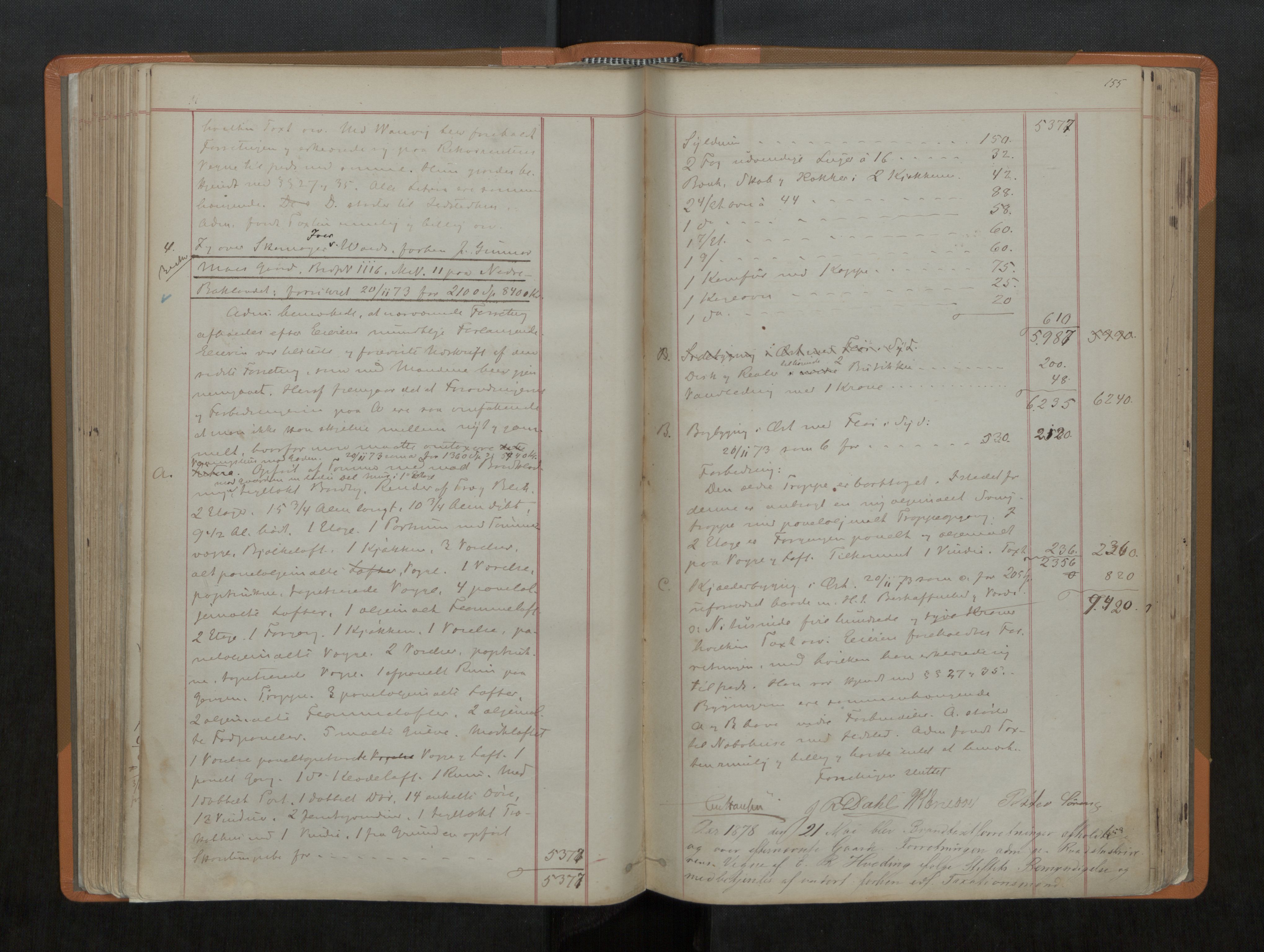 Norges Brannkasse Trondheim magistrat, AV/SAT-A-5590/Fa/L0041: Branntakstprotokoll C, 1867-1884, p. 155