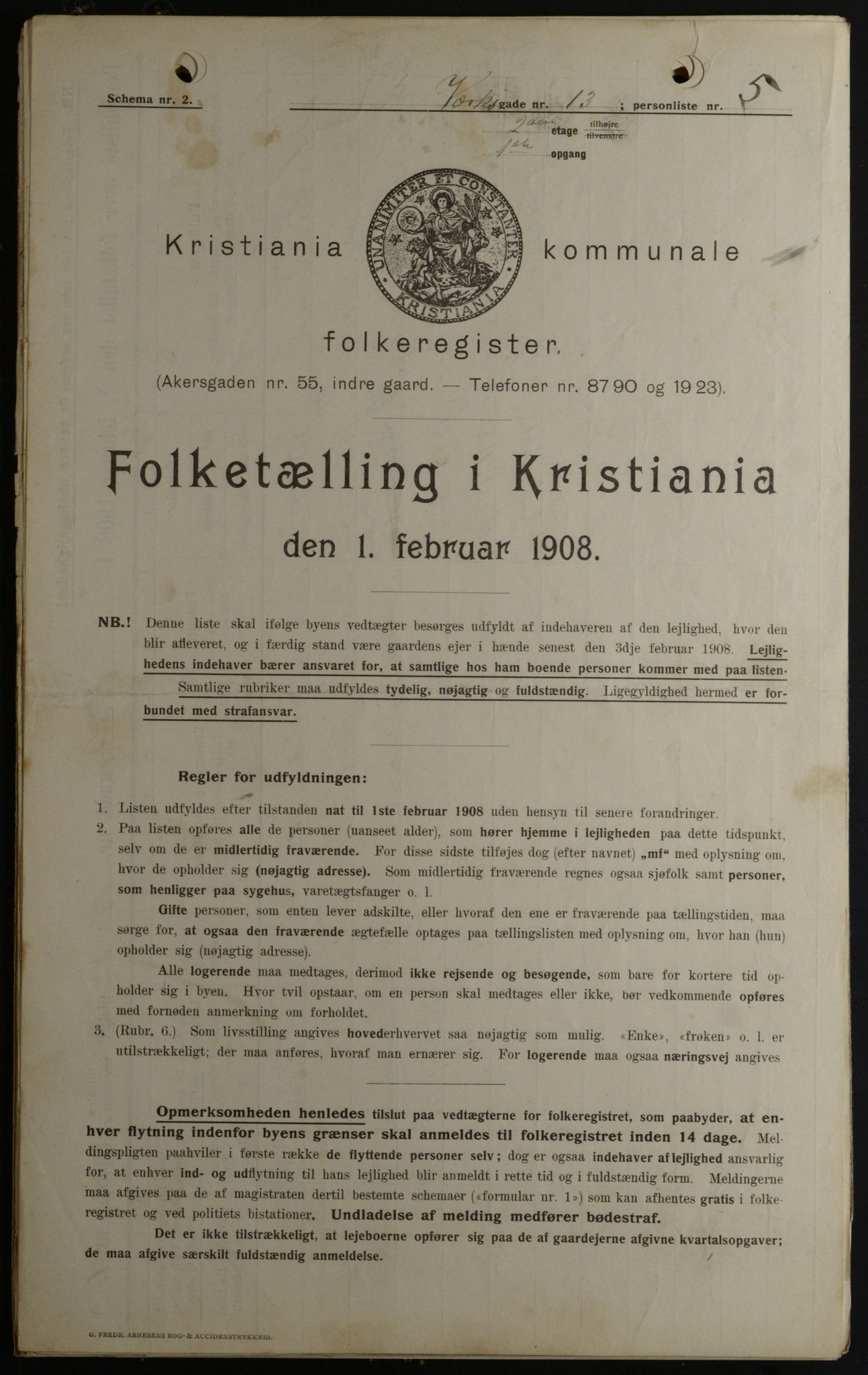 OBA, Municipal Census 1908 for Kristiania, 1908, p. 109460