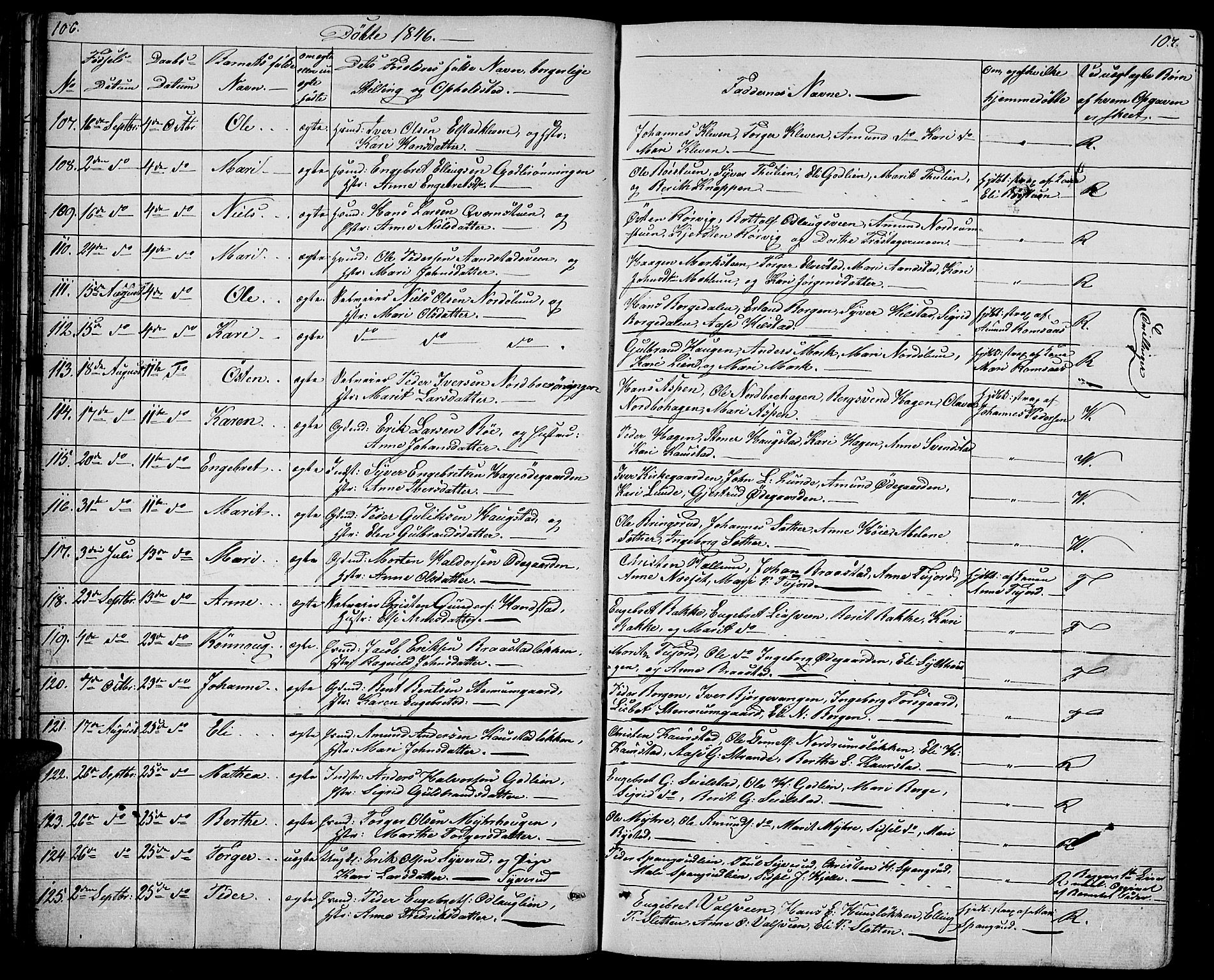 Ringebu prestekontor, SAH/PREST-082/H/Ha/Hab/L0002: Parish register (copy) no. 2, 1839-1853, p. 106-107