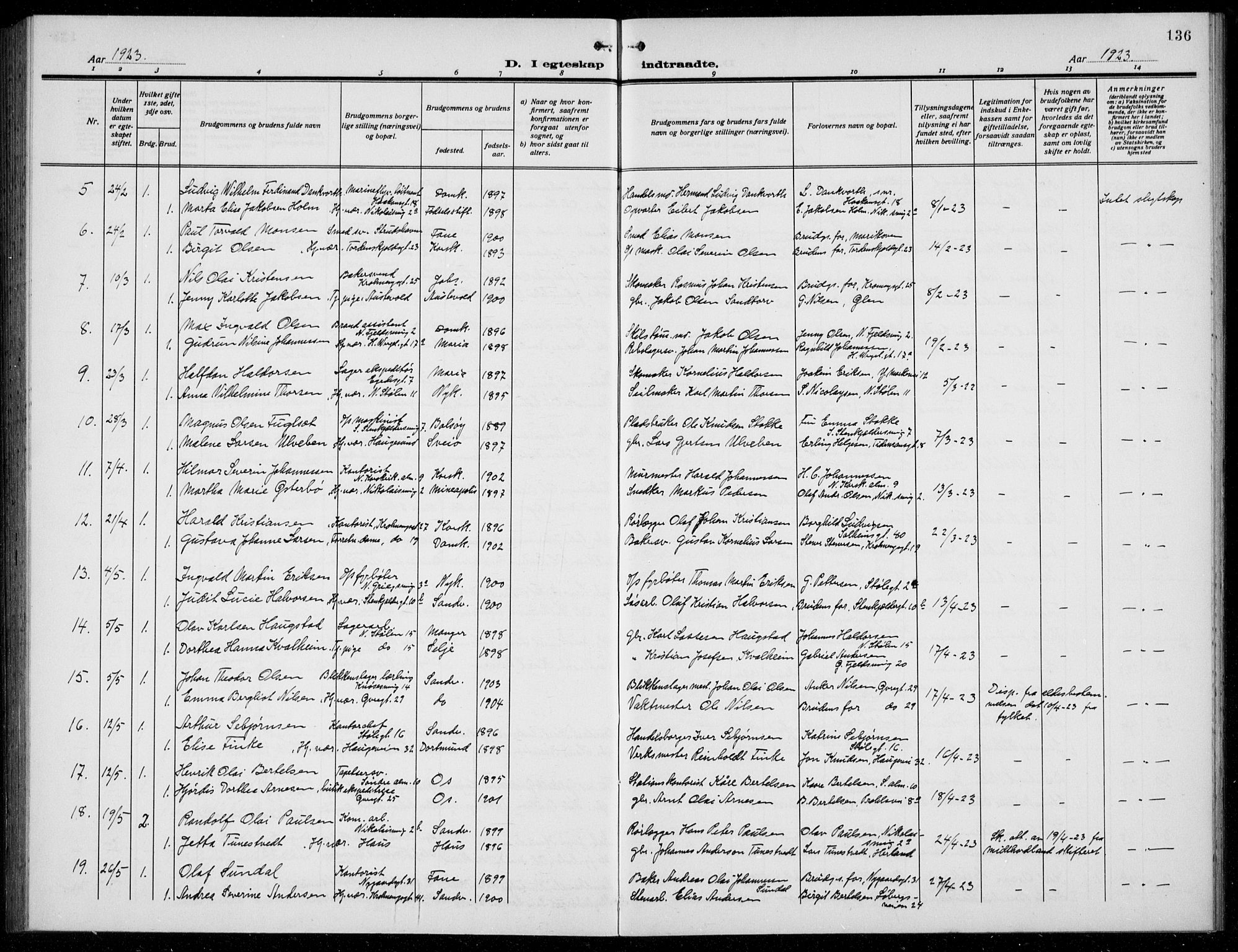 Mariakirken Sokneprestembete, AV/SAB-A-76901/H/Hab/L0010: Parish register (copy) no. A 10, 1920-1937, p. 136