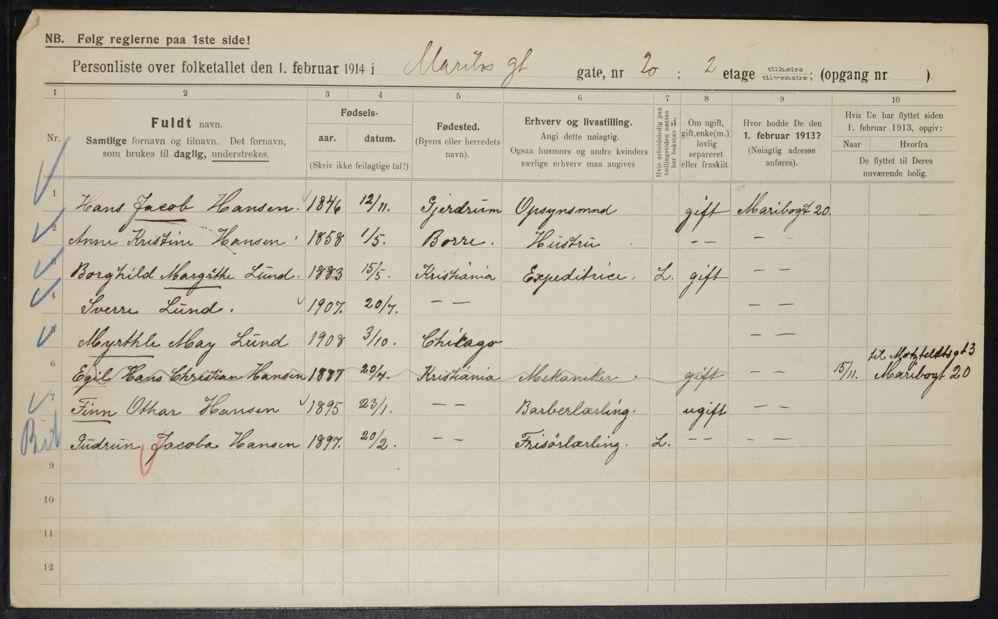 OBA, Municipal Census 1914 for Kristiania, 1914, p. 60528