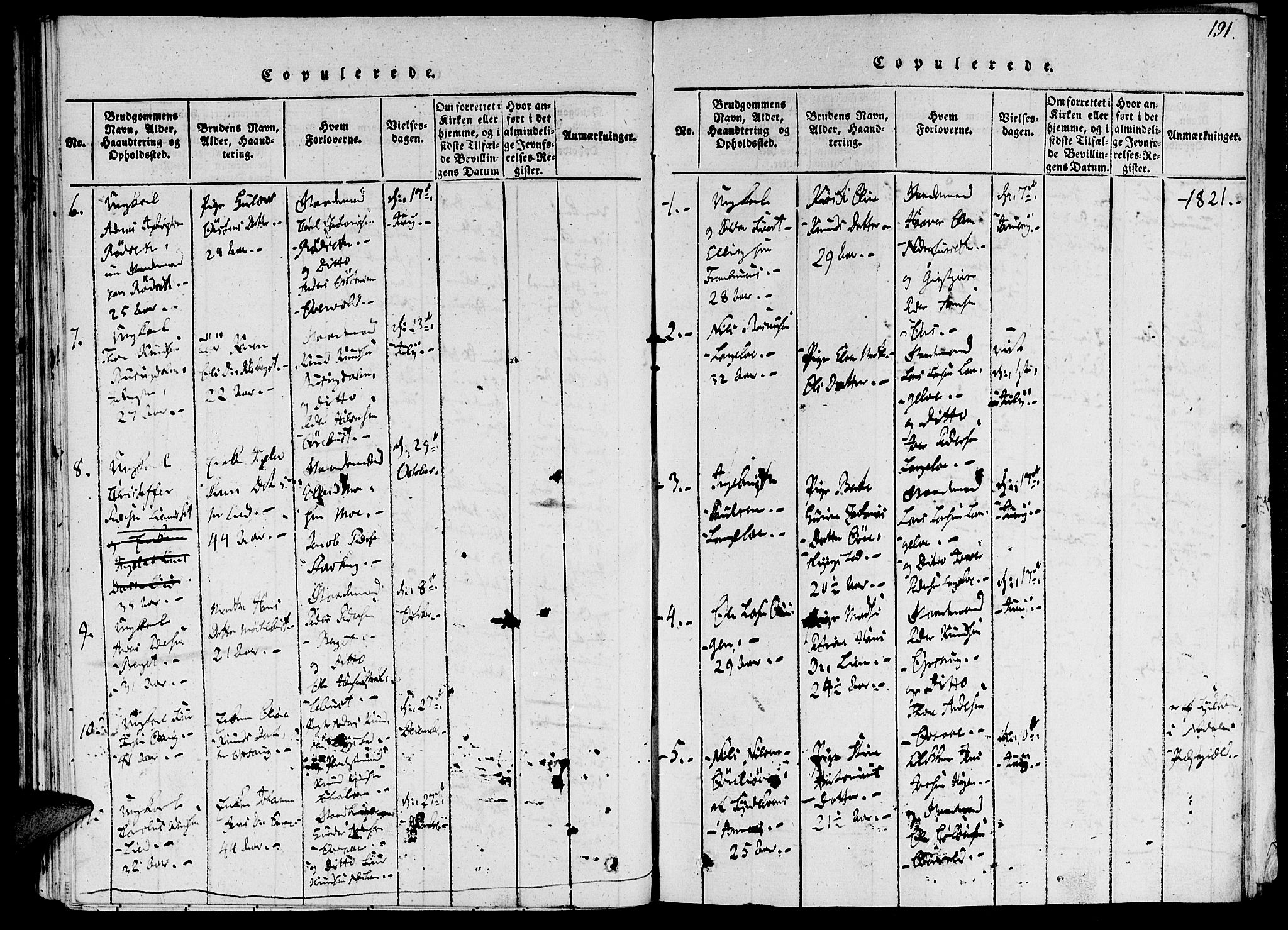 Ministerialprotokoller, klokkerbøker og fødselsregistre - Møre og Romsdal, AV/SAT-A-1454/520/L0273: Parish register (official) no. 520A03, 1817-1826, p. 191