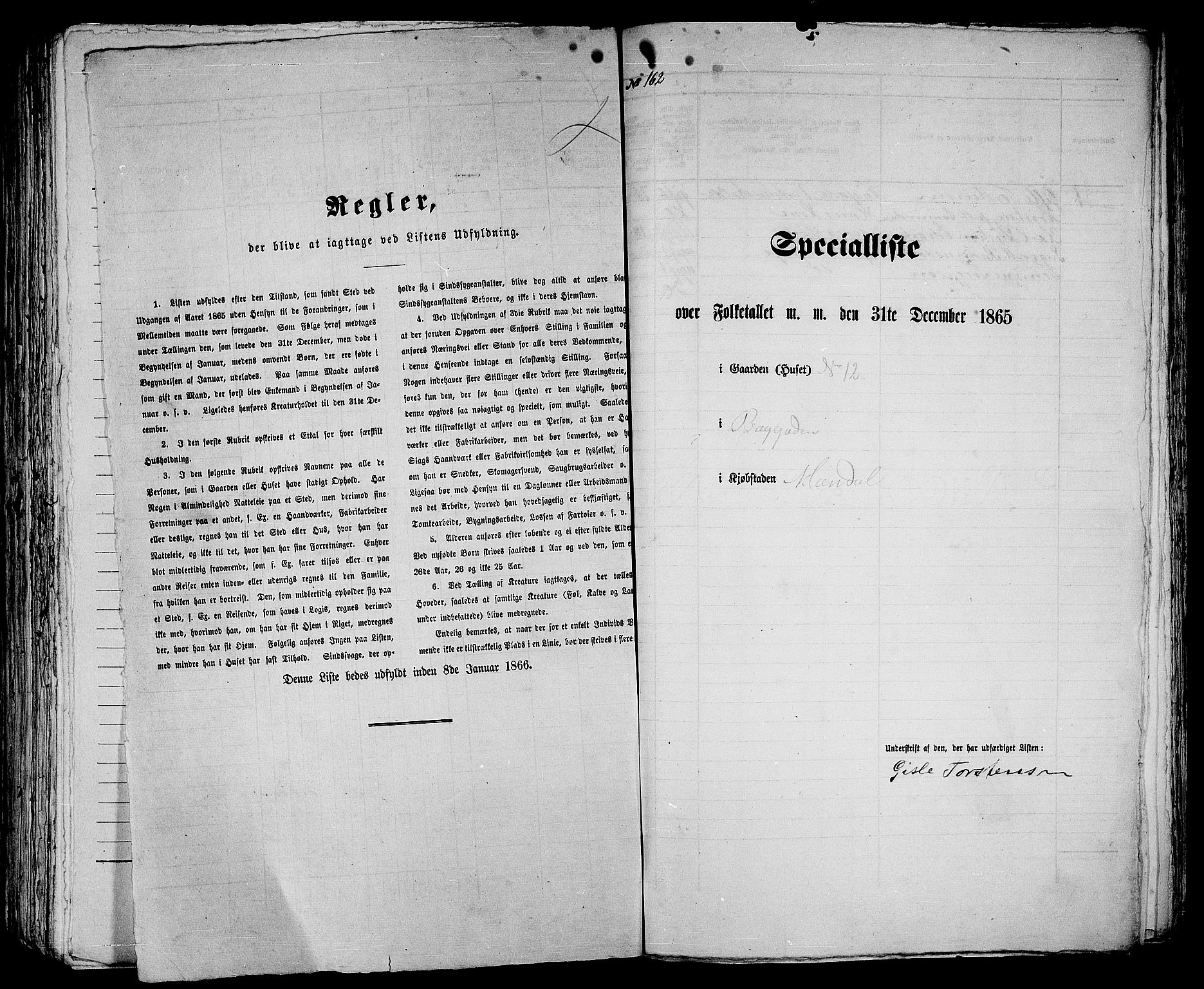 RA, 1865 census for Mandal/Mandal, 1865, p. 326