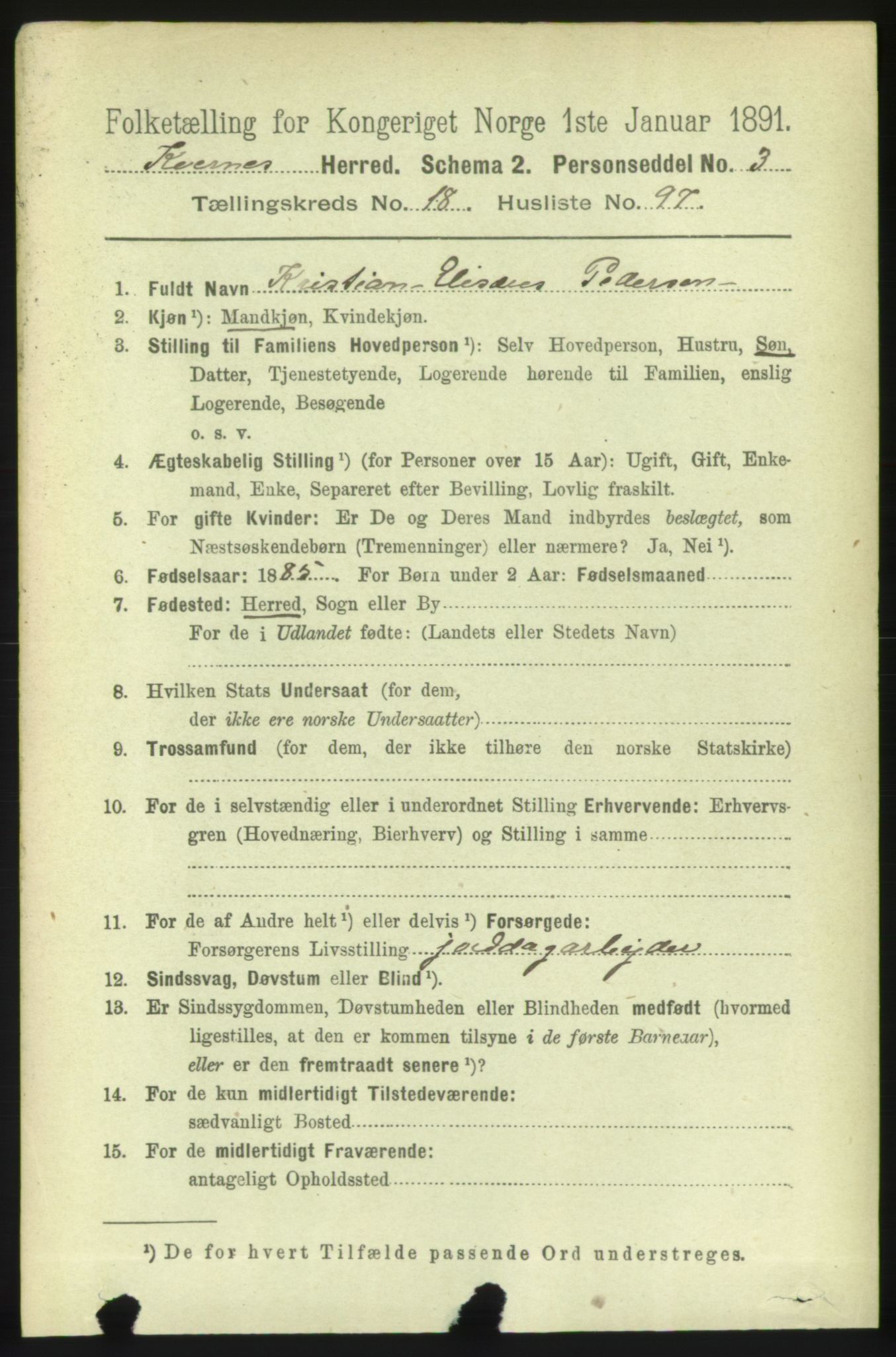 RA, 1891 census for 1553 Kvernes, 1891, p. 8374