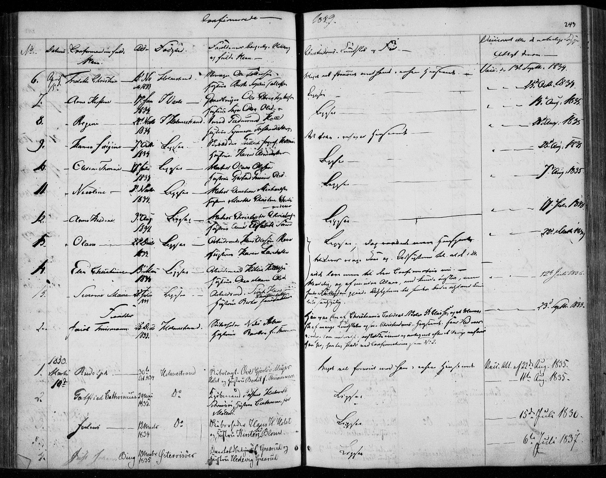 Holmestrand kirkebøker, AV/SAKO-A-346/F/Fa/L0002: Parish register (official) no. 2, 1840-1866, p. 243