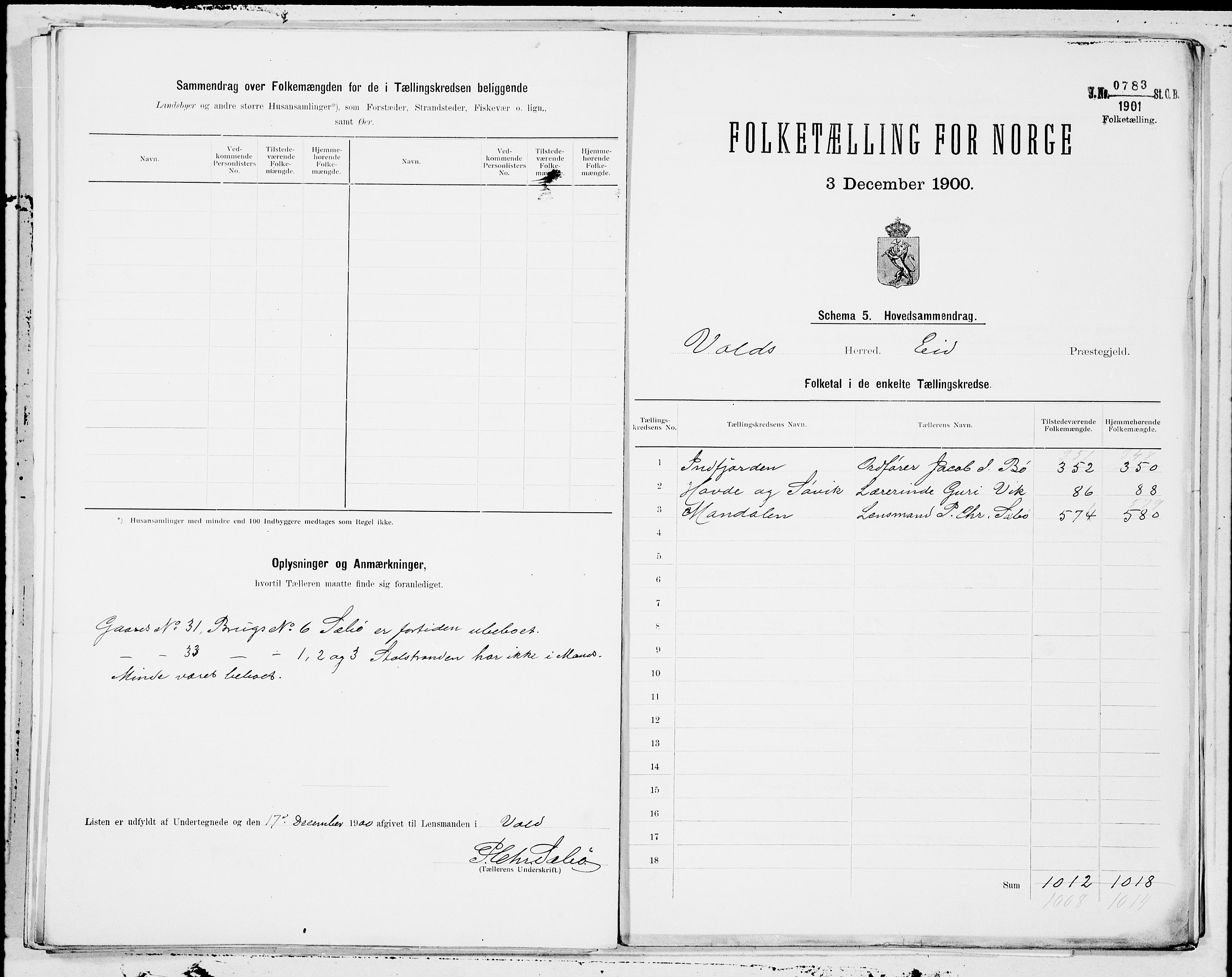 SAT, 1900 census for Voll, 1900, p. 8