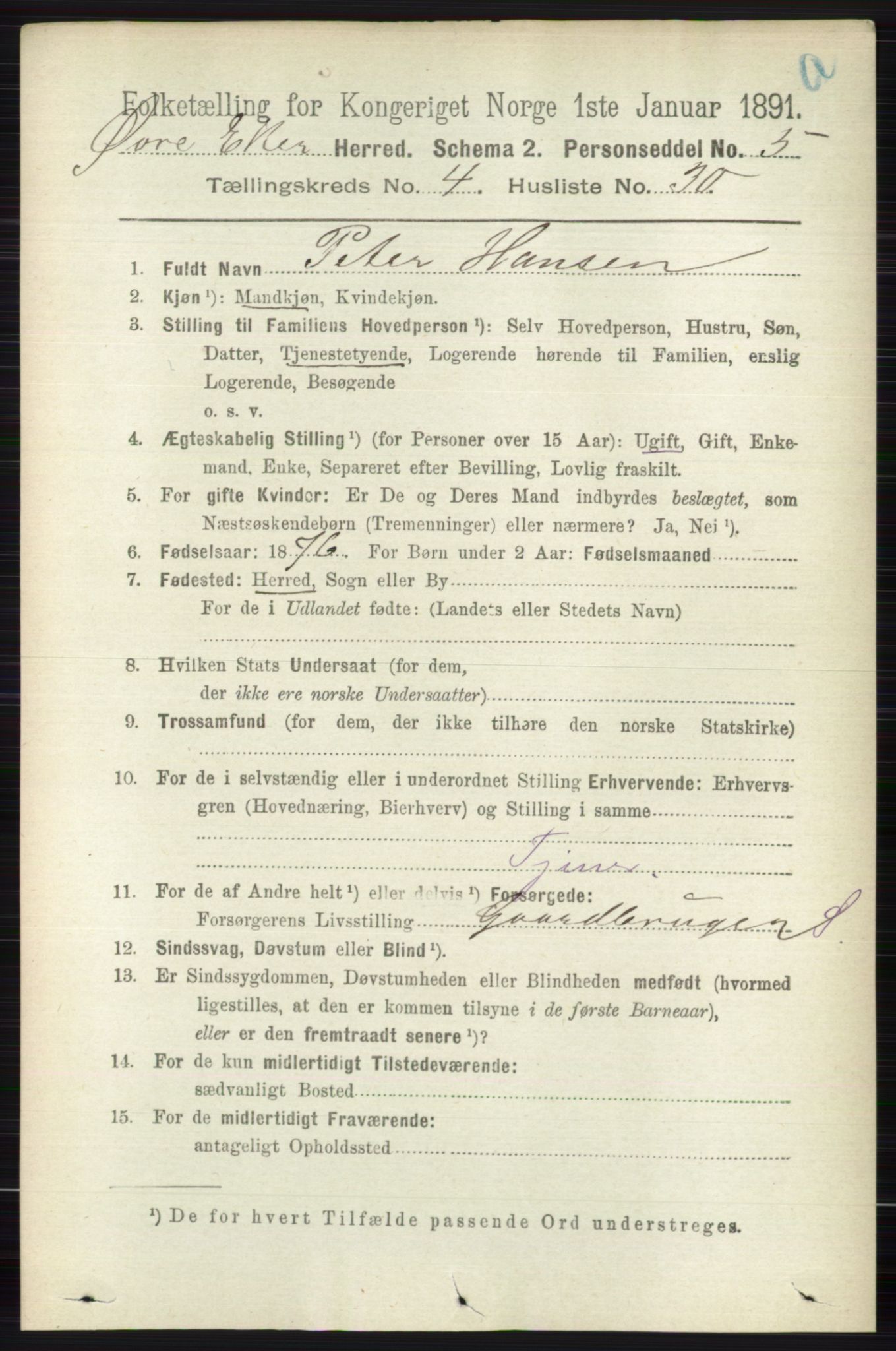 RA, 1891 census for 0624 Øvre Eiker, 1891, p. 1706
