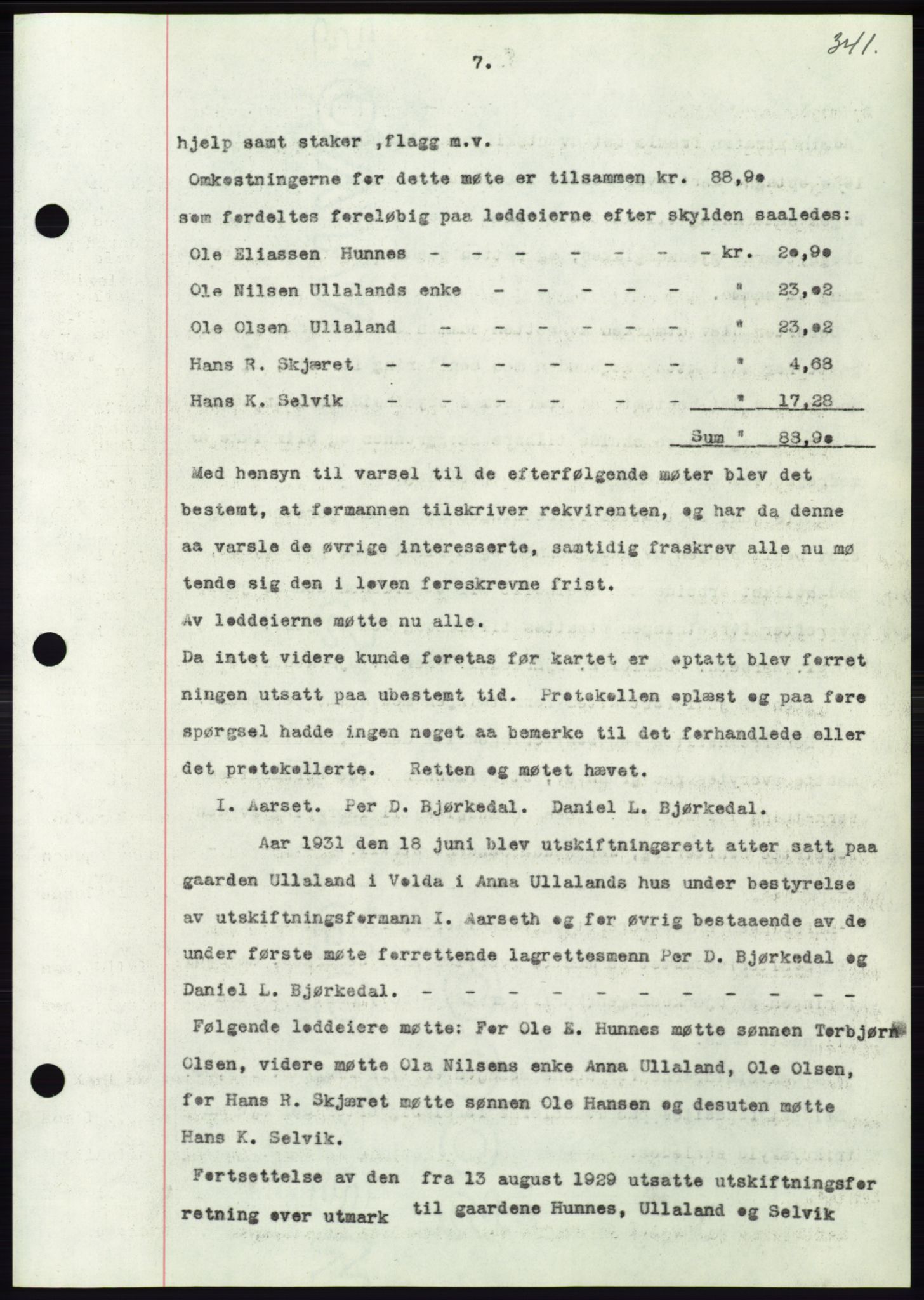 Søre Sunnmøre sorenskriveri, AV/SAT-A-4122/1/2/2C/L0062: Mortgage book no. 56, 1936-1937, Diary no: : 229/1937