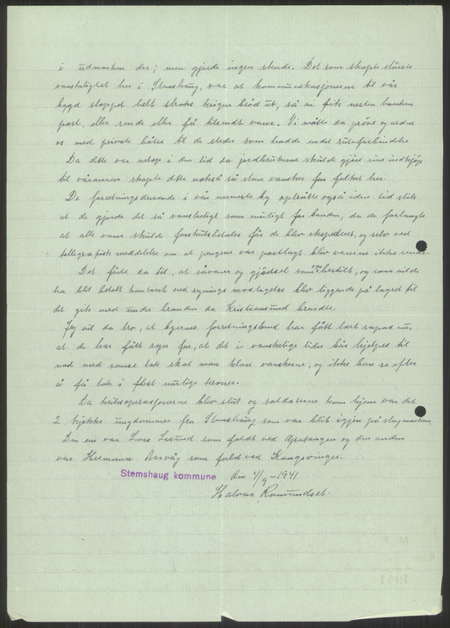 Forsvaret, Forsvarets krigshistoriske avdeling, AV/RA-RAFA-2017/Y/Ya/L0015: II-C-11-31 - Fylkesmenn.  Rapporter om krigsbegivenhetene 1940., 1940, p. 770