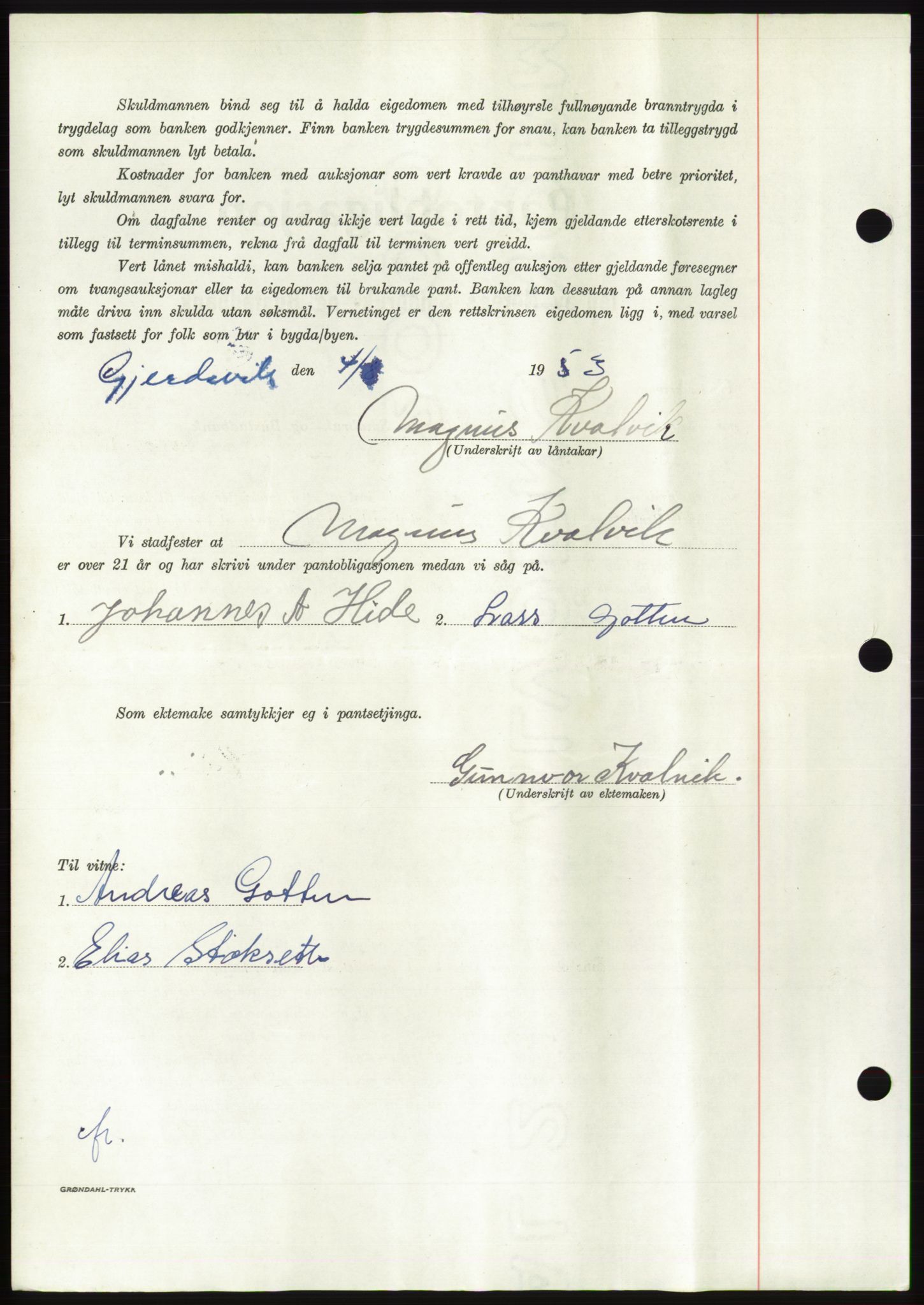 Søre Sunnmøre sorenskriveri, AV/SAT-A-4122/1/2/2C/L0124: Mortgage book no. 12B, 1953-1954, Diary no: : 2267/1953