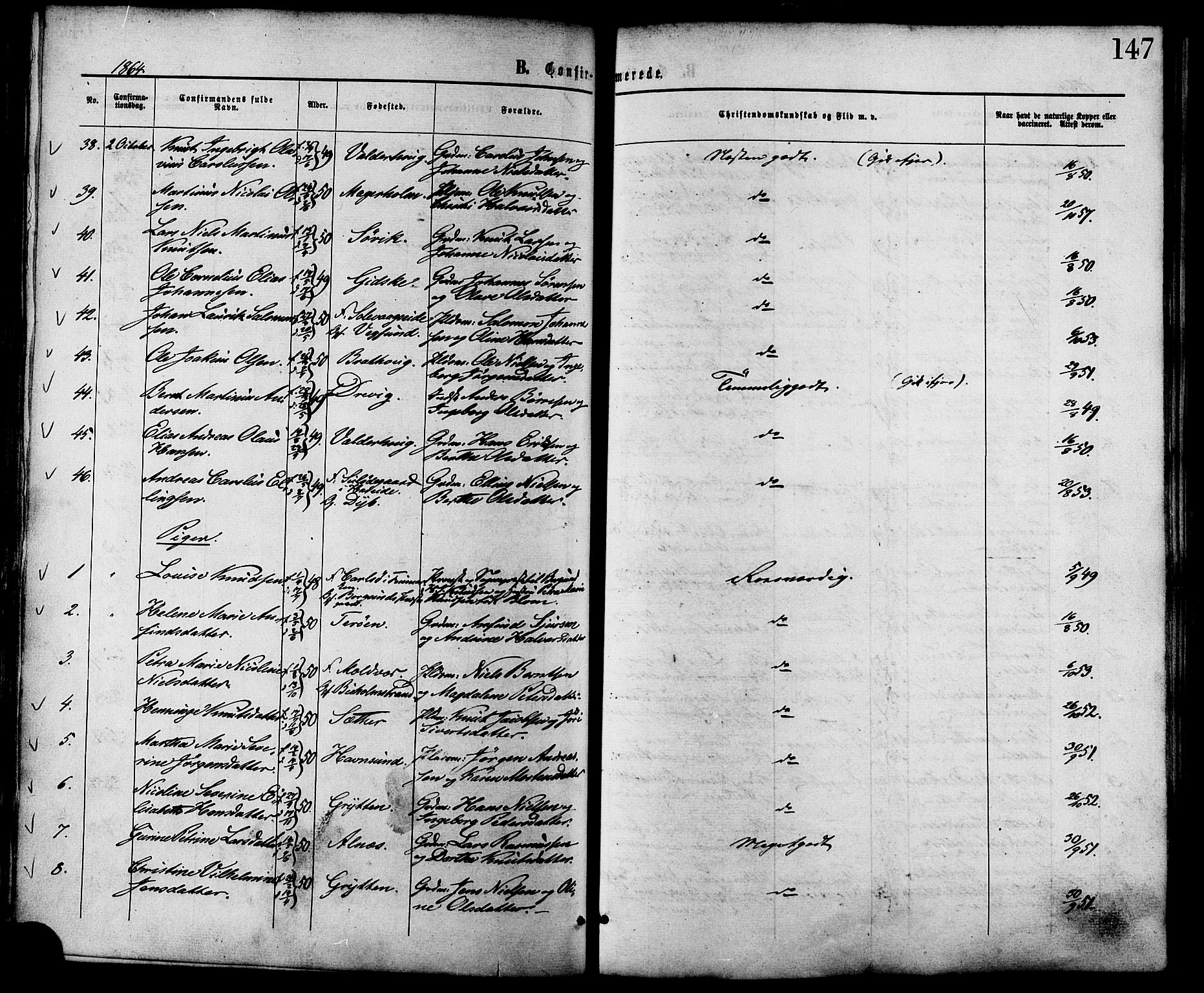 Ministerialprotokoller, klokkerbøker og fødselsregistre - Møre og Romsdal, AV/SAT-A-1454/528/L0399: Parish register (official) no. 528A10, 1864-1879, p. 147