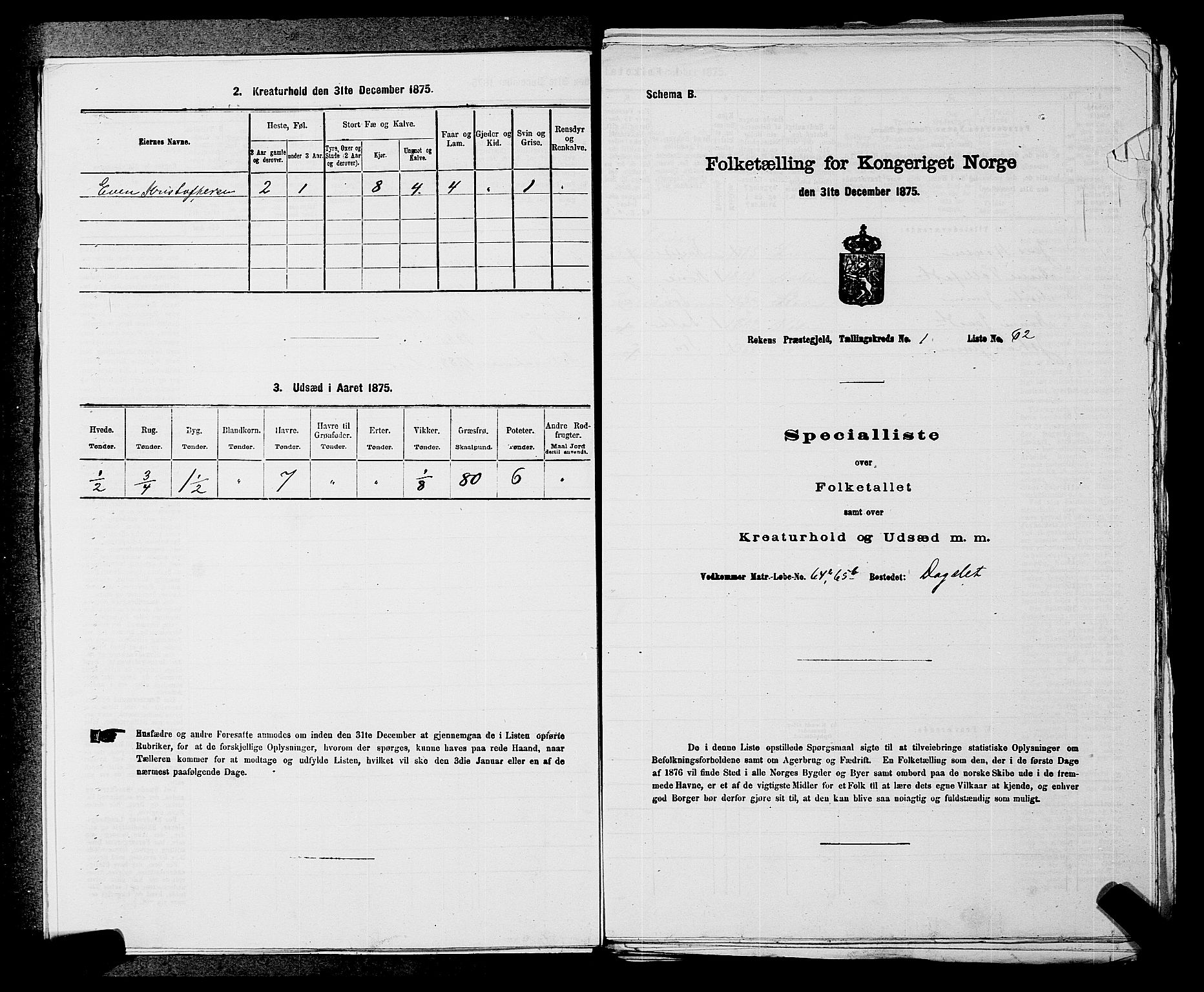 SAKO, 1875 census for 0627P Røyken, 1875, p. 65