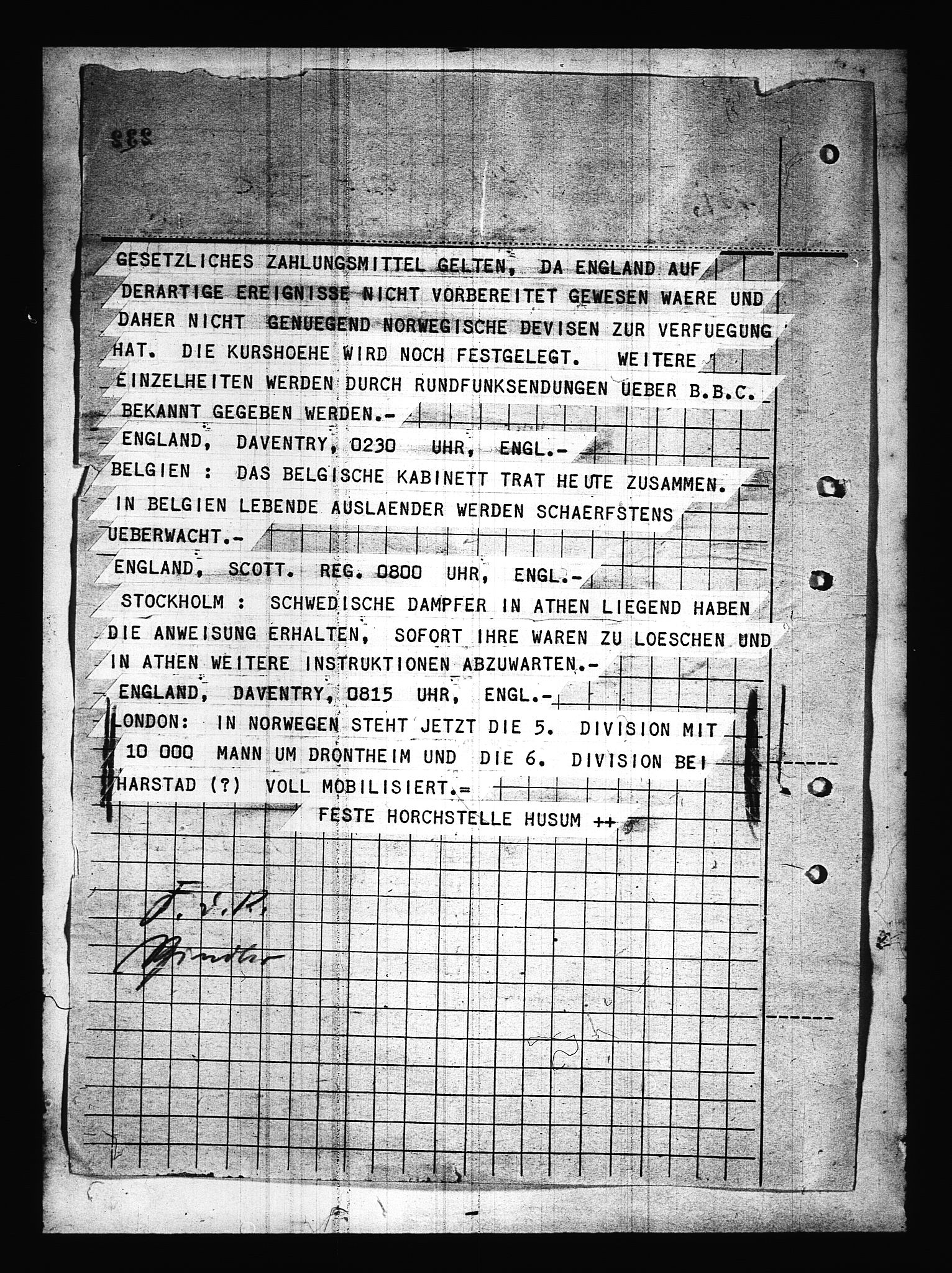 Documents Section, AV/RA-RAFA-2200/V/L0085: Amerikansk mikrofilm "Captured German Documents".
Box No. 724.  FKA jnr. 615/1954., 1940-1941, p. 17
