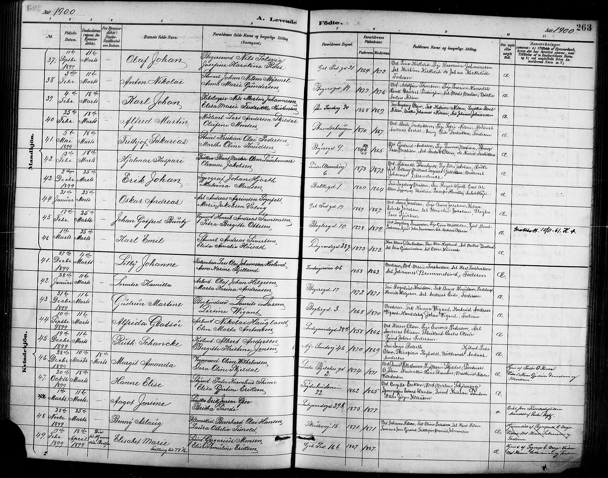 Sandviken Sokneprestembete, AV/SAB-A-77601/H/Hb/L0002: Parish register (copy) no. A 3, 1888-1902, p. 263