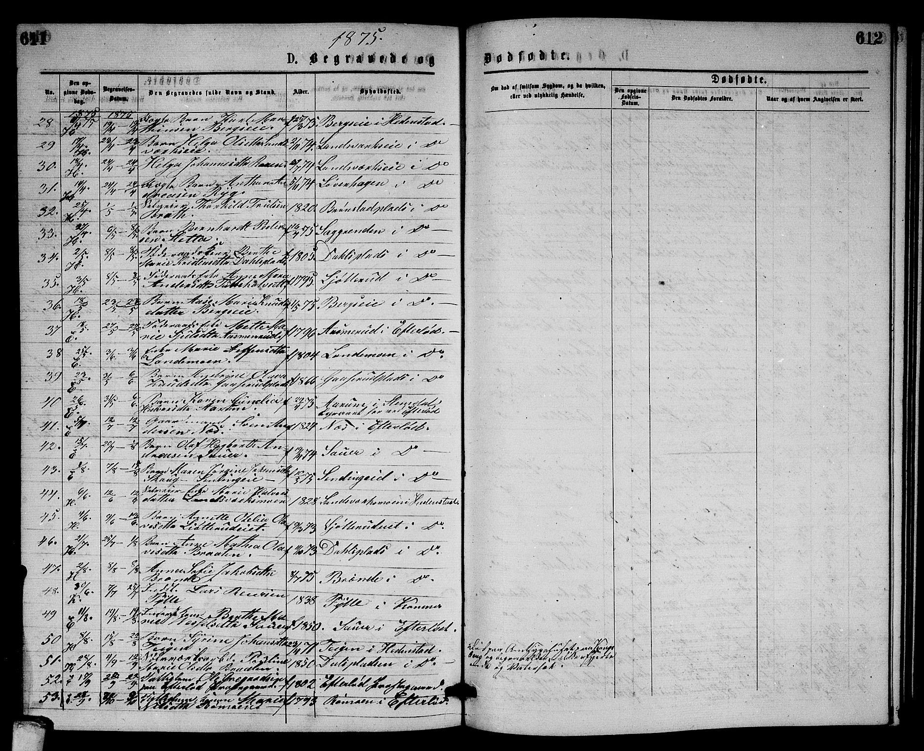 Sandsvær kirkebøker, AV/SAKO-A-244/G/Gb/L0001: Parish register (copy) no. II 1, 1874-1885, p. 611-612