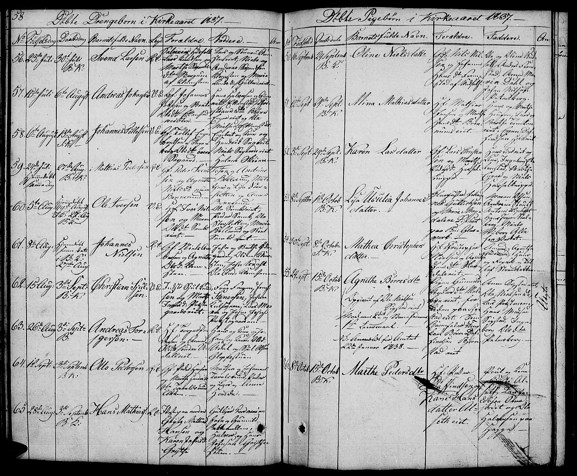 Biri prestekontor, AV/SAH-PREST-096/H/Ha/Hab/L0002: Parish register (copy) no. 2, 1828-1842, p. 58