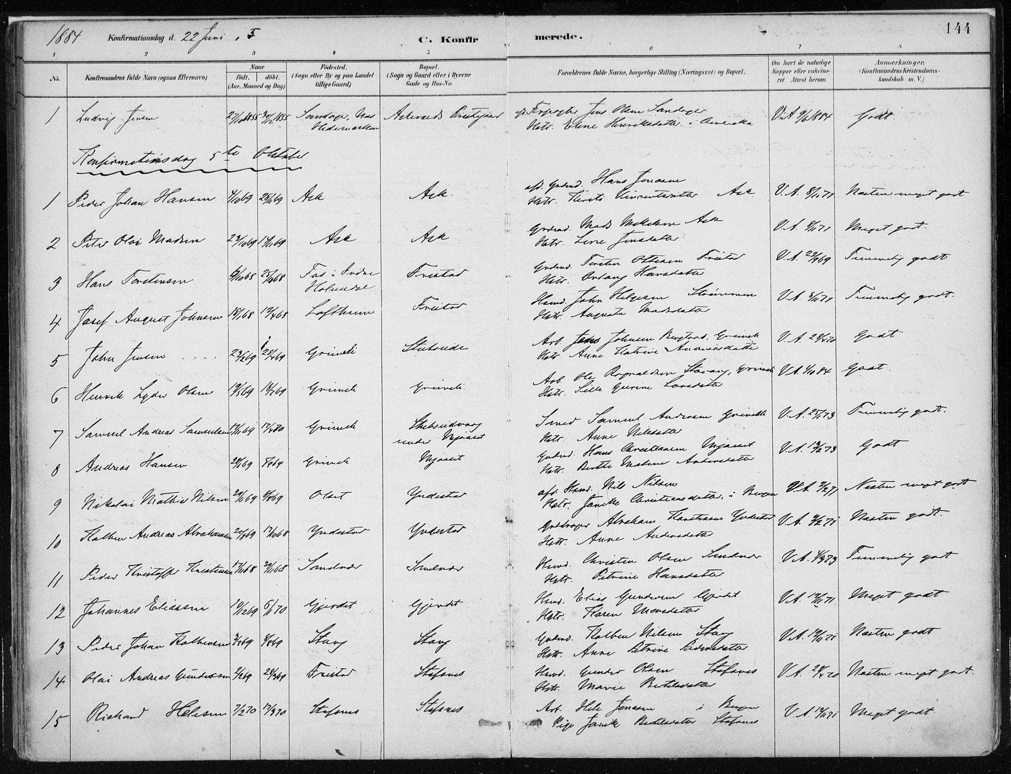 Askvoll sokneprestembete, SAB/A-79501/H/Haa/Haab/L0002: Parish register (official) no. B 2, 1879-1909, p. 144