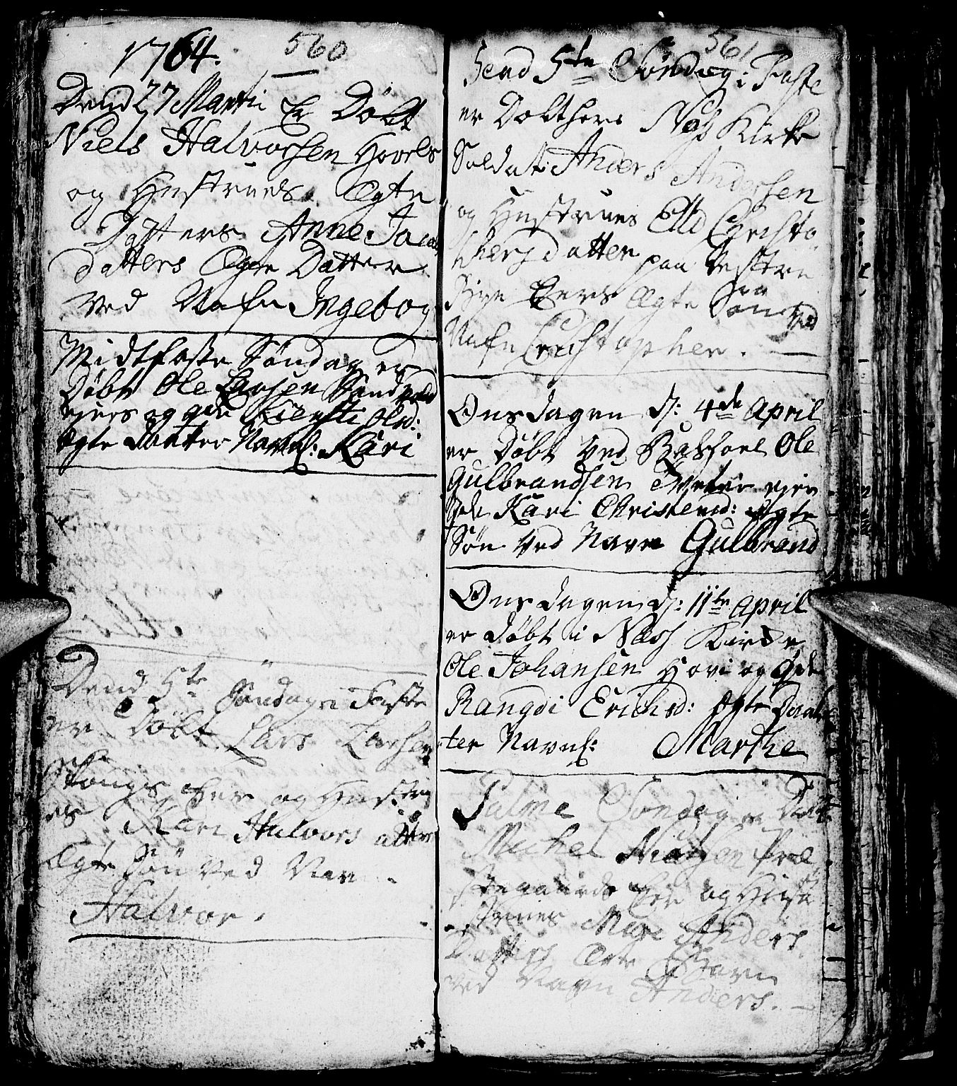 Nes prestekontor, Hedmark, AV/SAH-PREST-020/L/La/L0001: Parish register (copy) no. 1, 1663-1784, p. 560-561