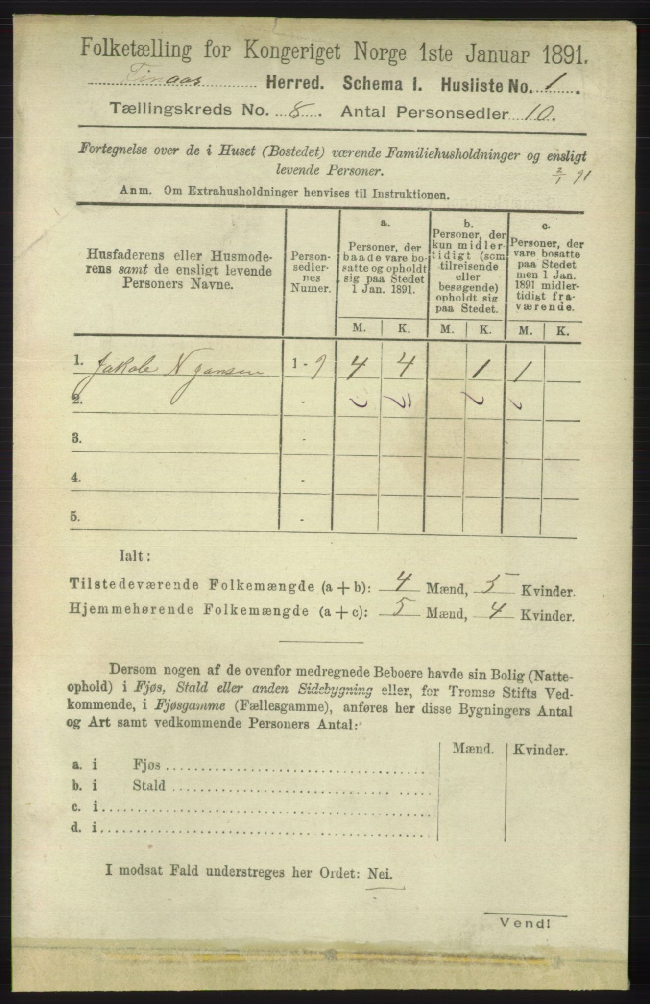 RA, 1891 census for 1218 Finnås, 1891, p. 3295