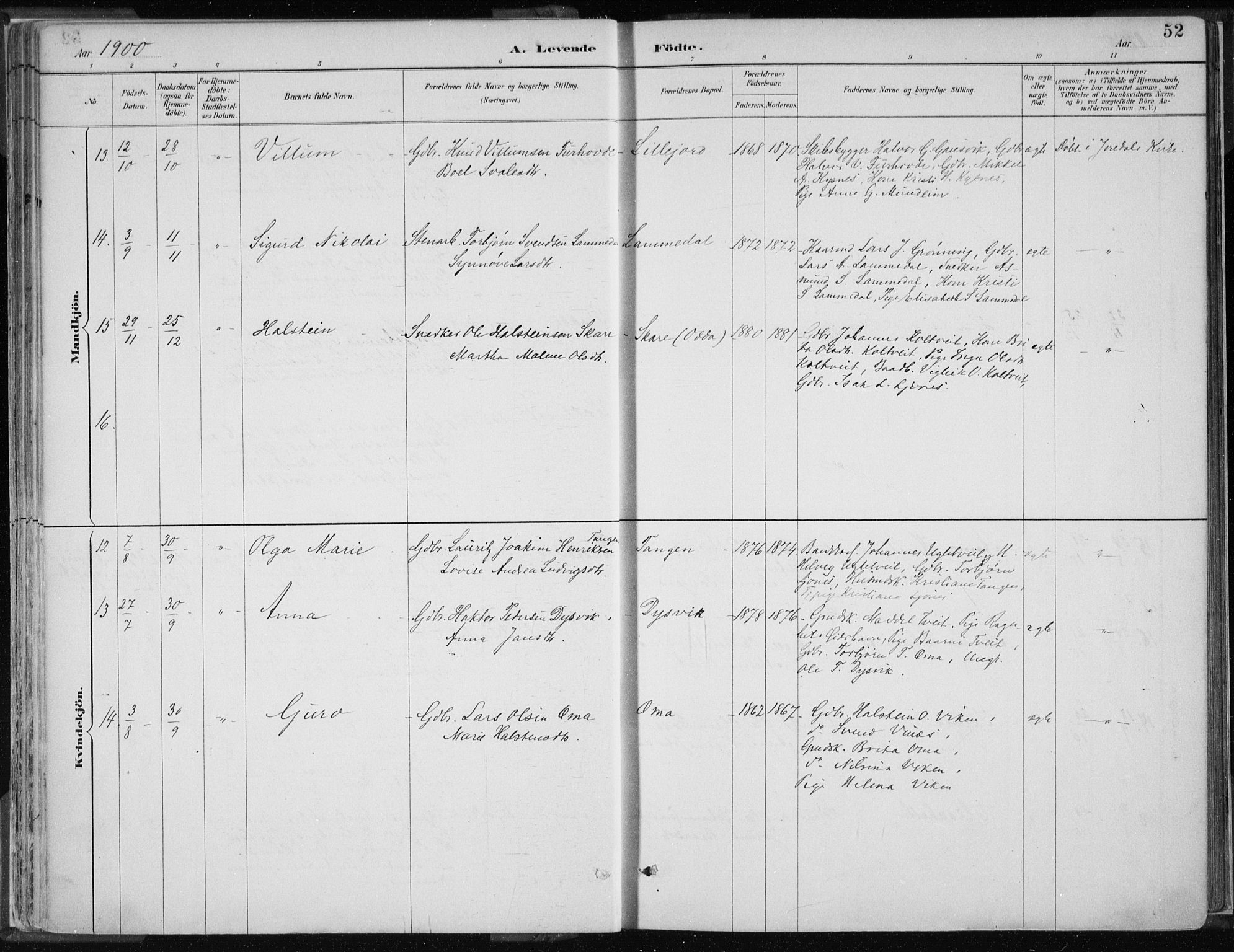 Strandebarm sokneprestembete, AV/SAB-A-78401/H/Haa: Parish register (official) no. B  1, 1886-1908, p. 52