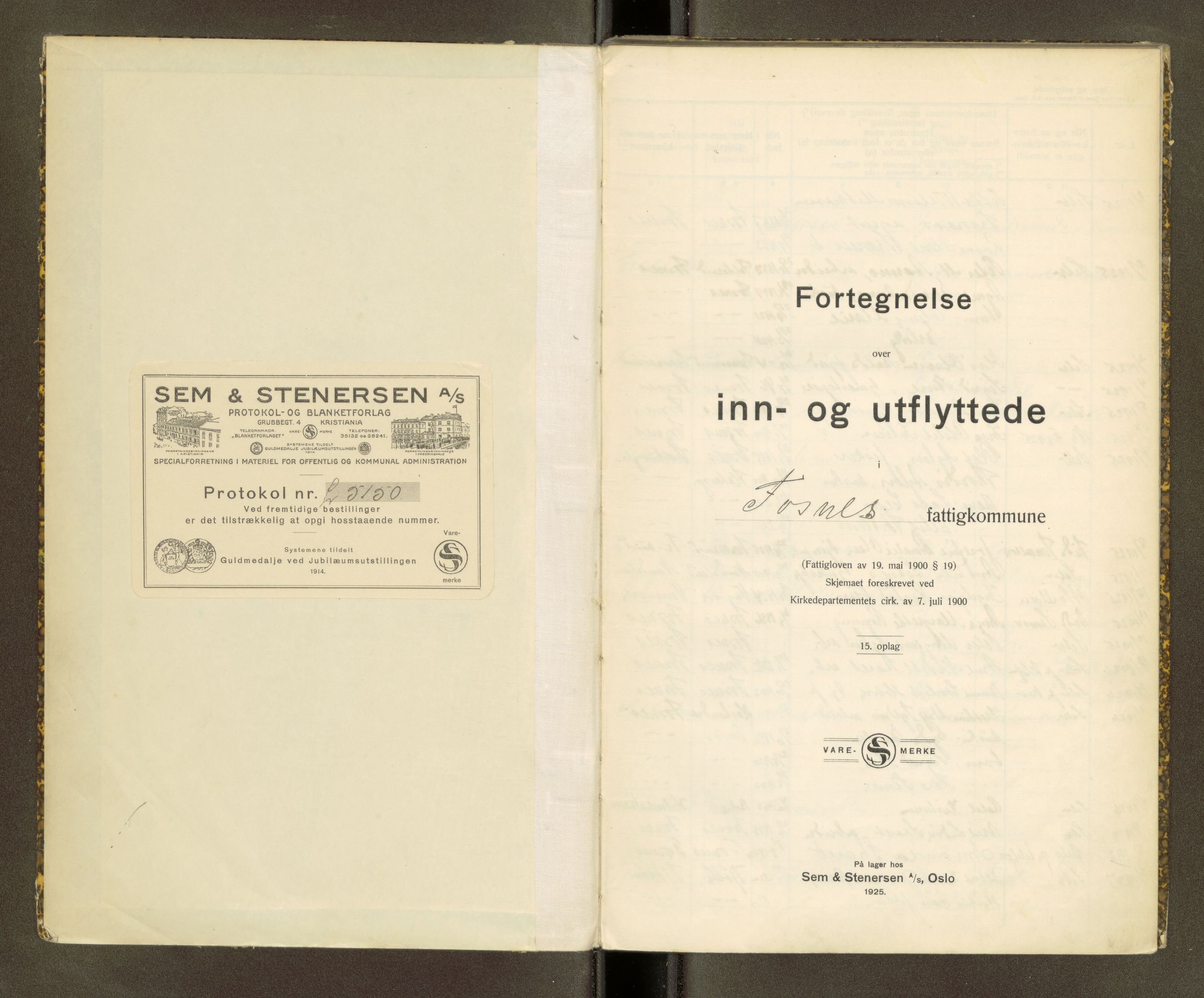 Fosnes lensmannskontor , AV/SAT-A-1022/1/03/L0007: 3.05.03 Inn- og utflyttede i Fosnes fattigkommune, 1925-1942