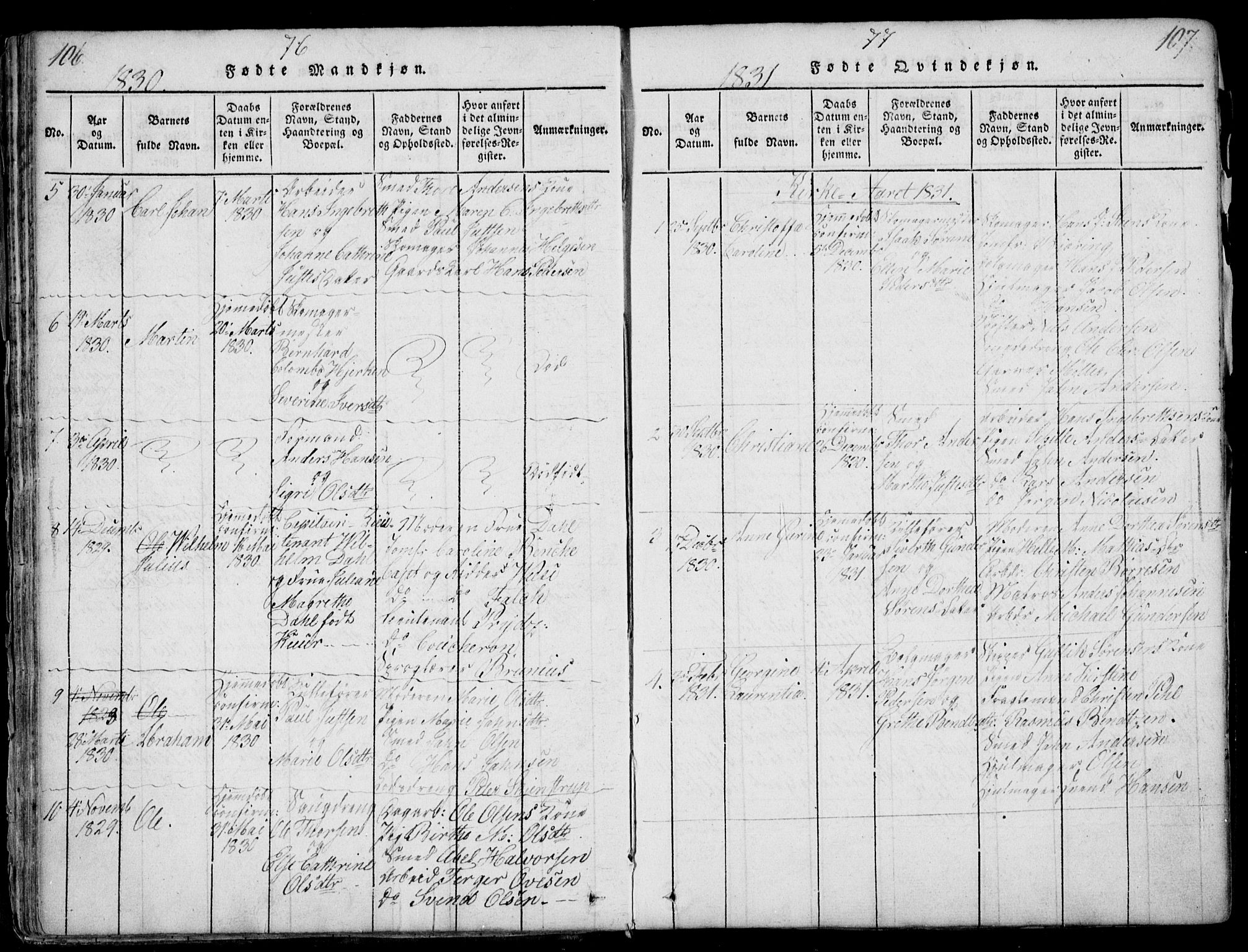 Larvik kirkebøker, SAKO/A-352/F/Fb/L0002: Parish register (official) no. II 2, 1818-1842, p. 106-107