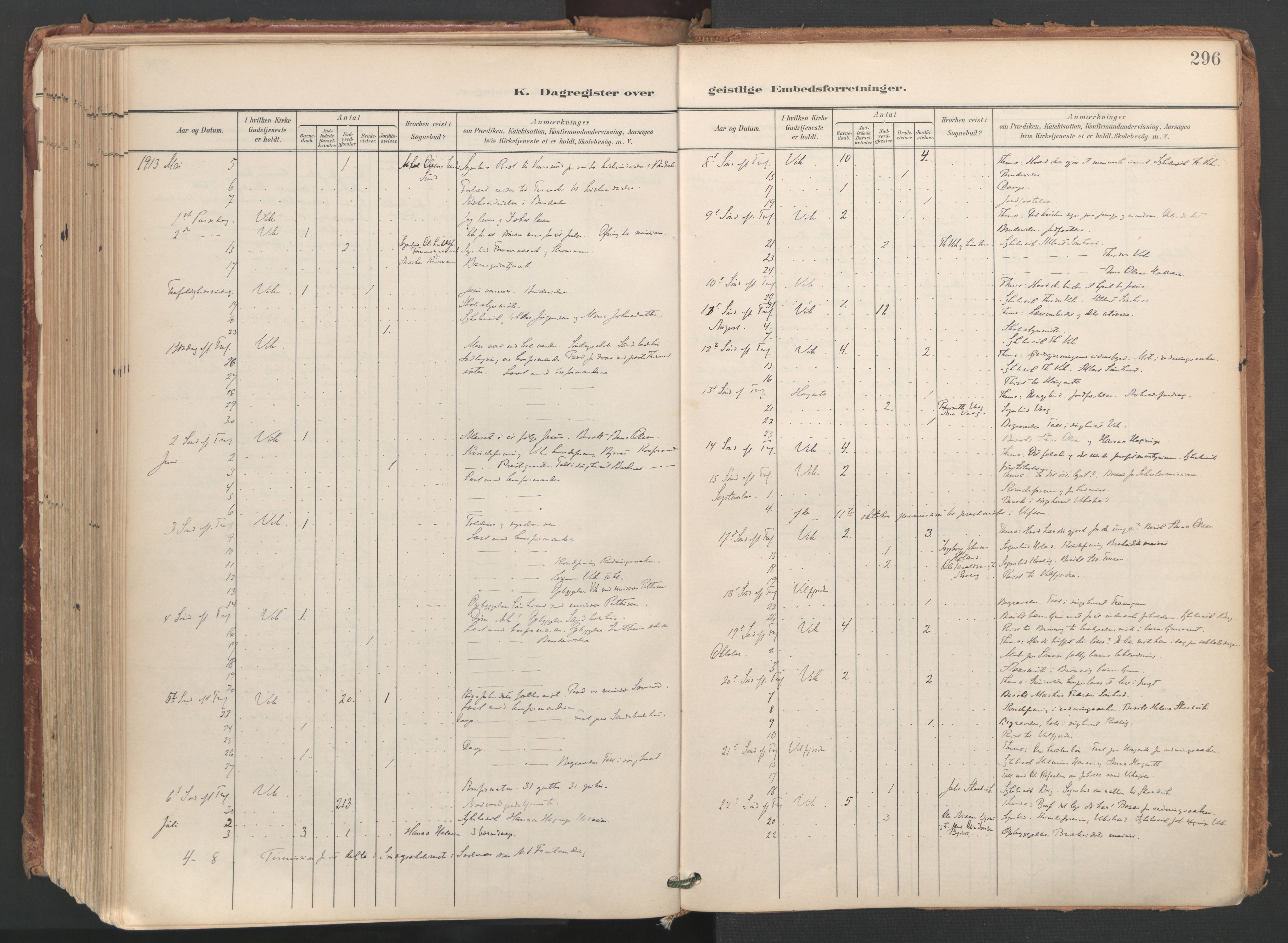 Ministerialprotokoller, klokkerbøker og fødselsregistre - Nordland, AV/SAT-A-1459/812/L0180: Parish register (official) no. 812A09, 1901-1915, p. 296