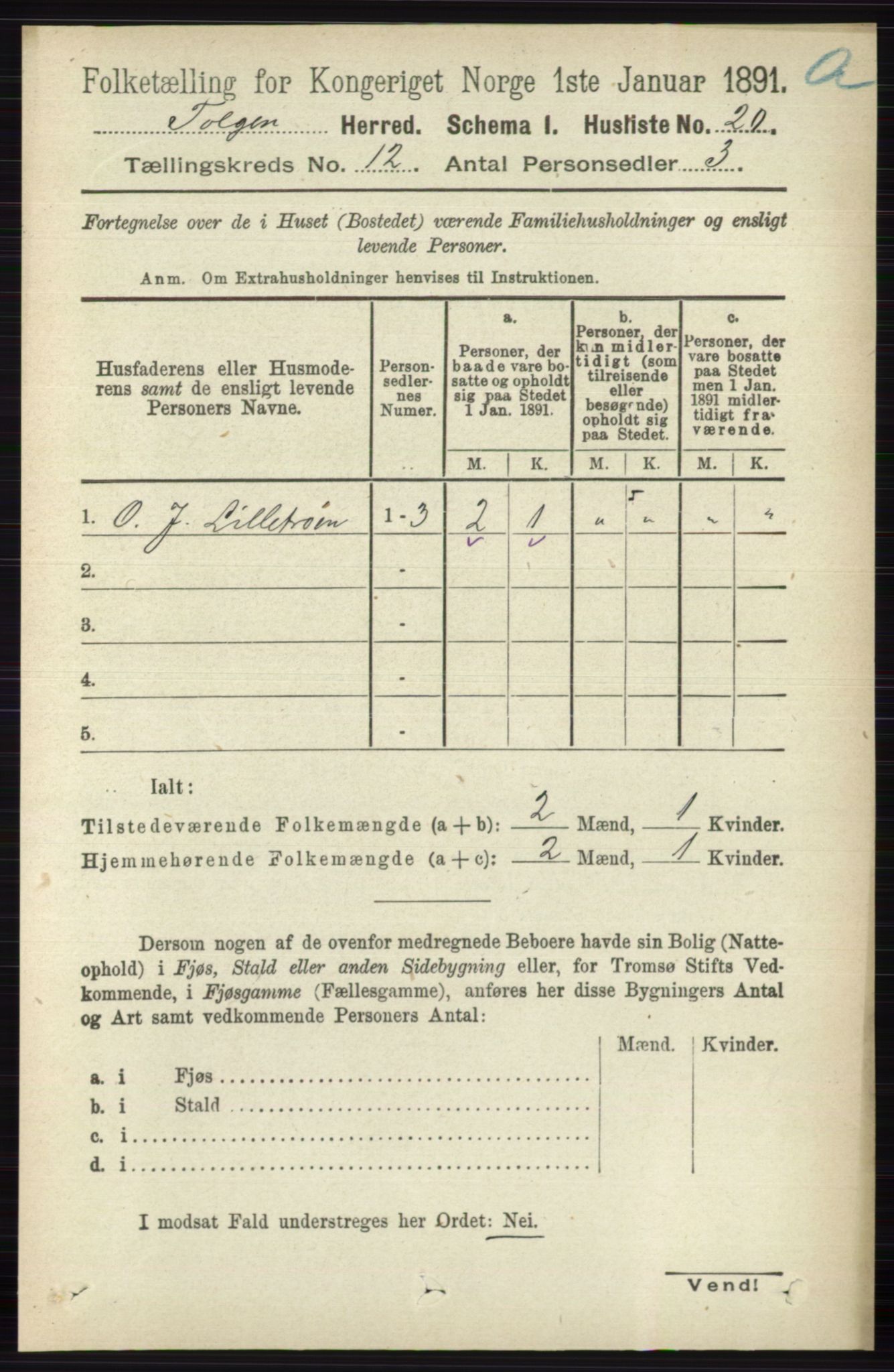 RA, 1891 census for 0436 Tolga, 1891, p. 3674