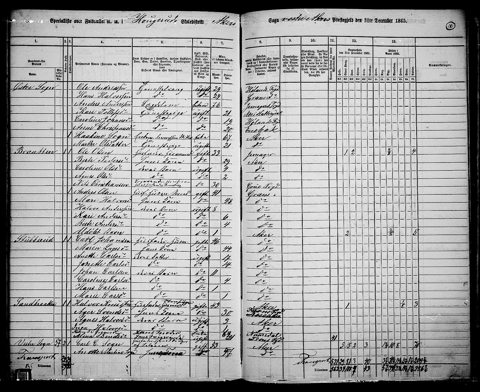 RA, 1865 census for Vestre Aker, 1865, p. 162