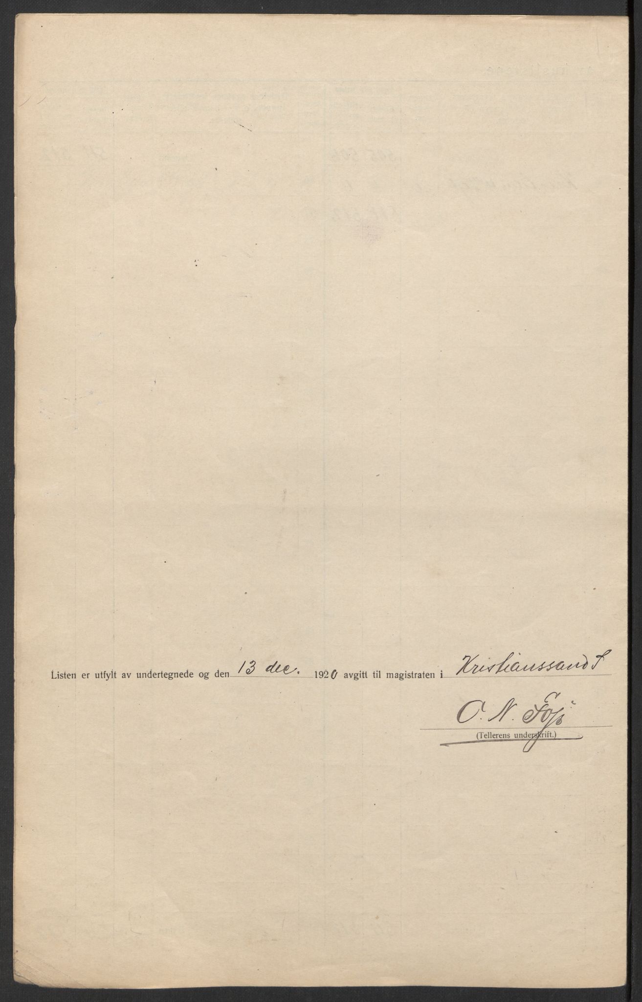 SAK, 1920 census for Kristiansand, 1920, p. 39