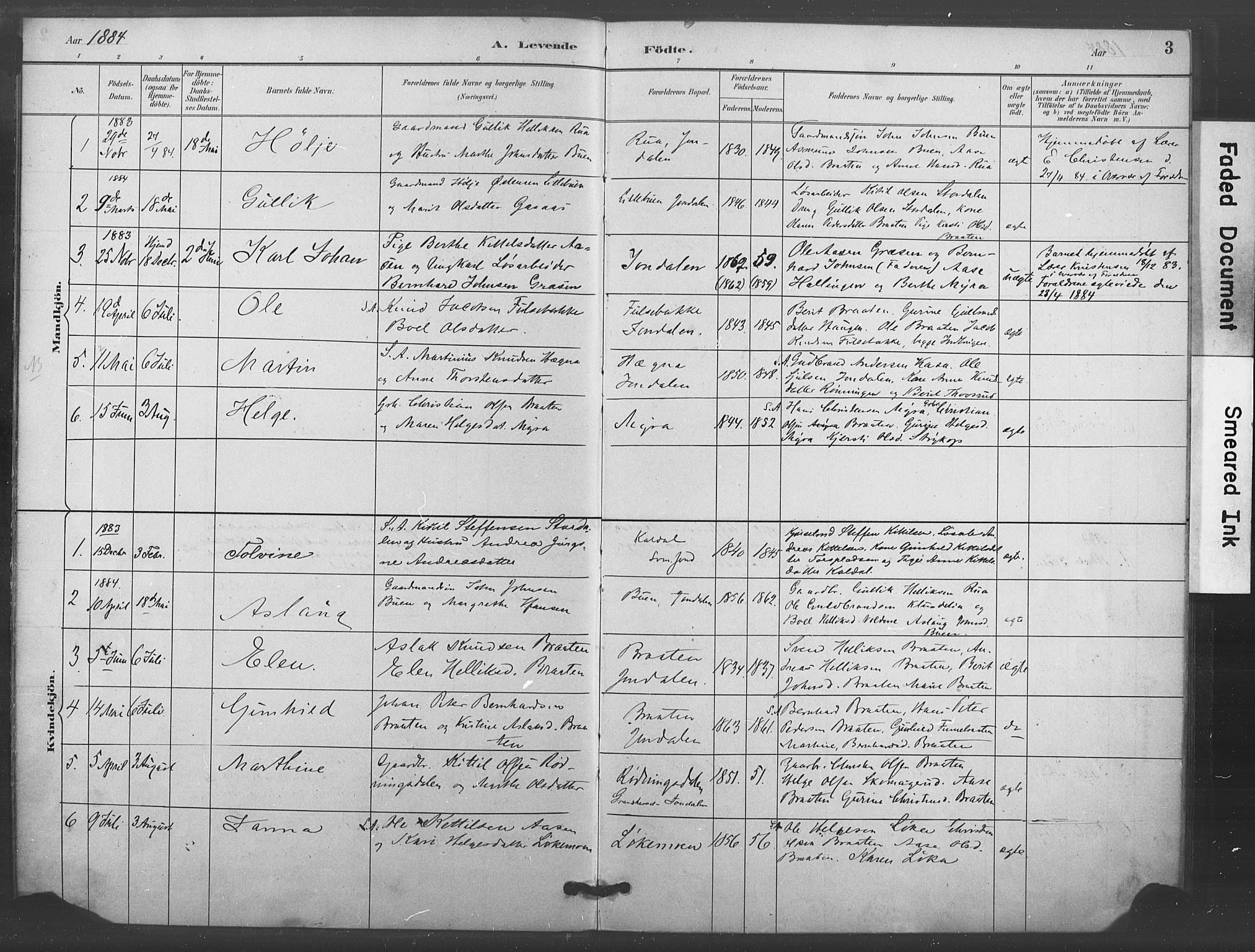Kongsberg kirkebøker, SAKO/A-22/F/Fc/L0001: Parish register (official) no. III 1, 1883-1897, p. 3
