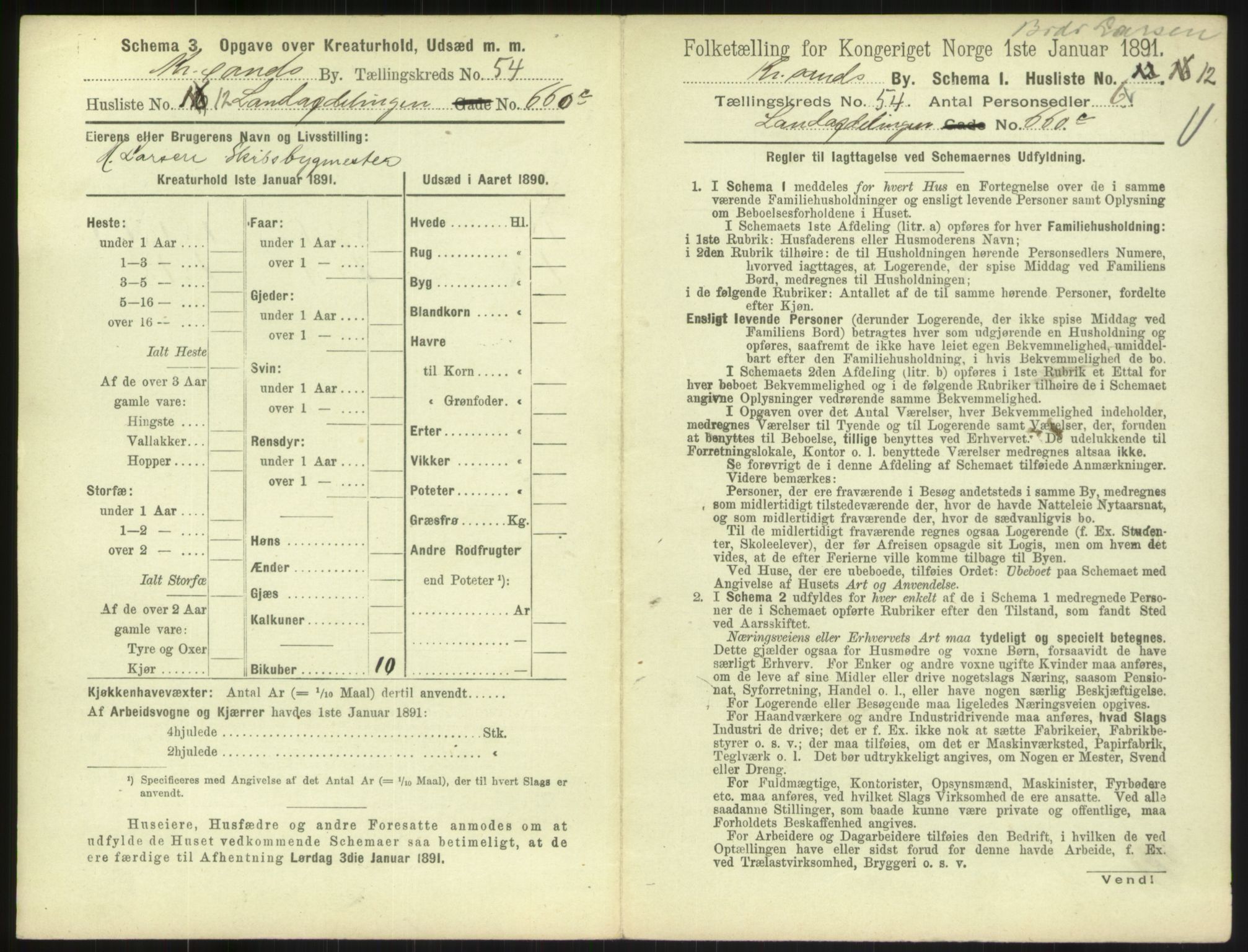 RA, 1891 census for 1001 Kristiansand, 1891, p. 2802