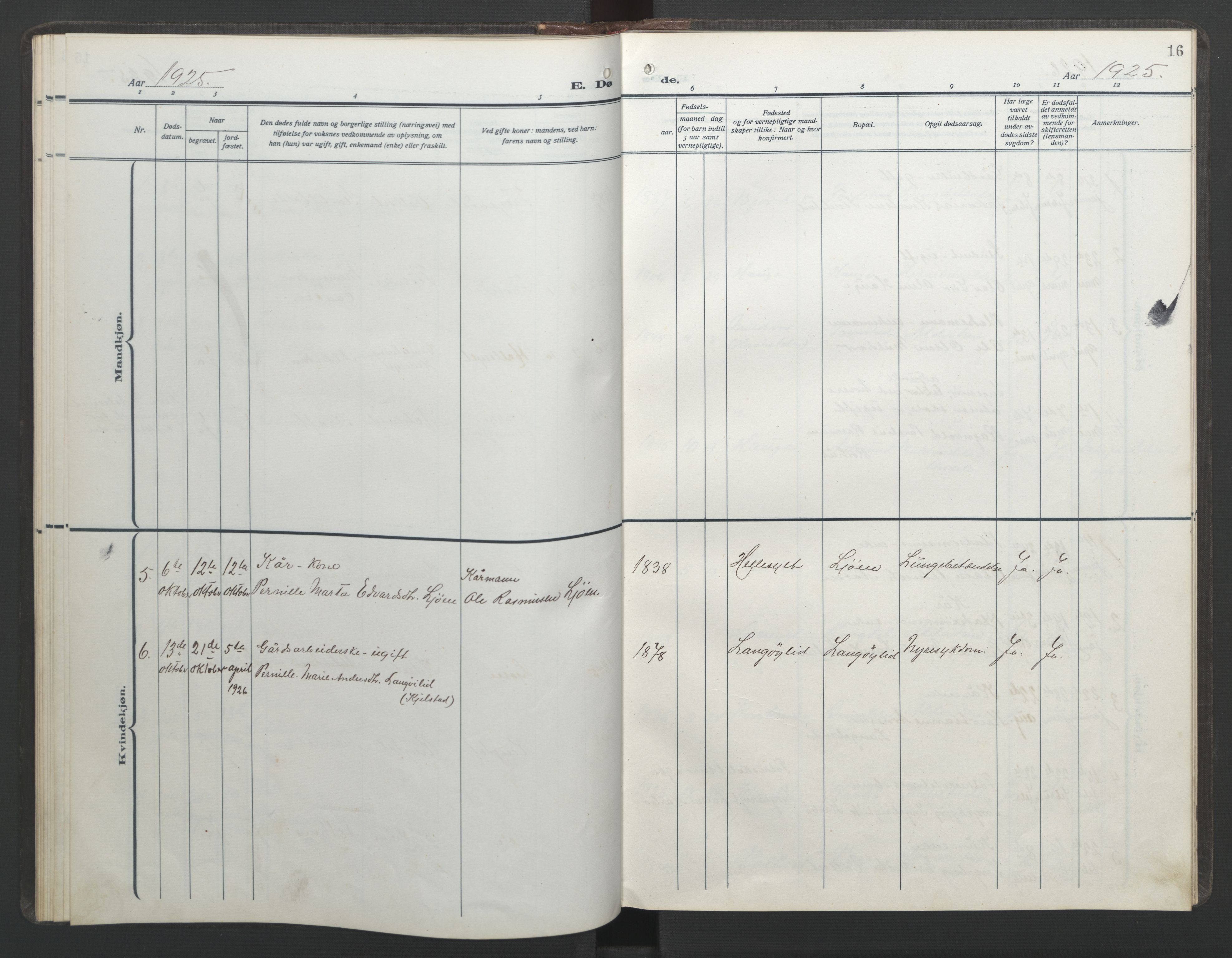 Ministerialprotokoller, klokkerbøker og fødselsregistre - Møre og Romsdal, SAT/A-1454/517/L0233: Parish register (copy) no. 517C06, 1919-1945, p. 16