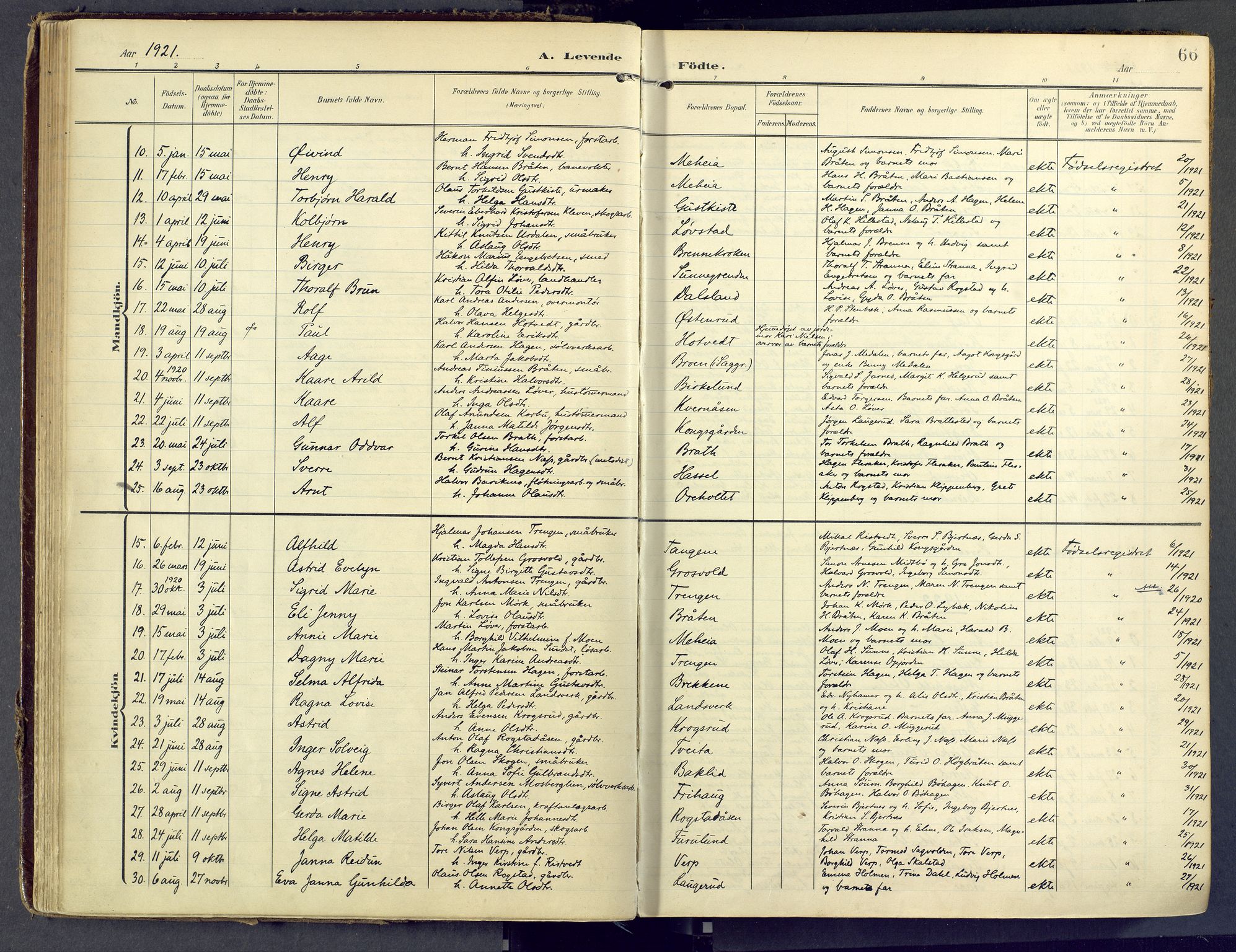 Sandsvær kirkebøker, AV/SAKO-A-244/F/Fd/L0002: Parish register (official) no. IV 2, 1906-1943, p. 66