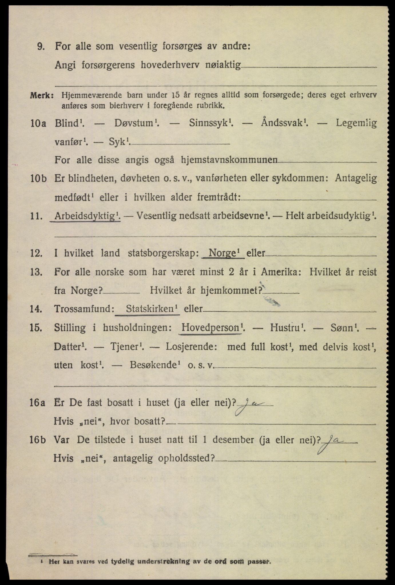 SAK, 1920 census for Hægebostad, 1920, p. 872