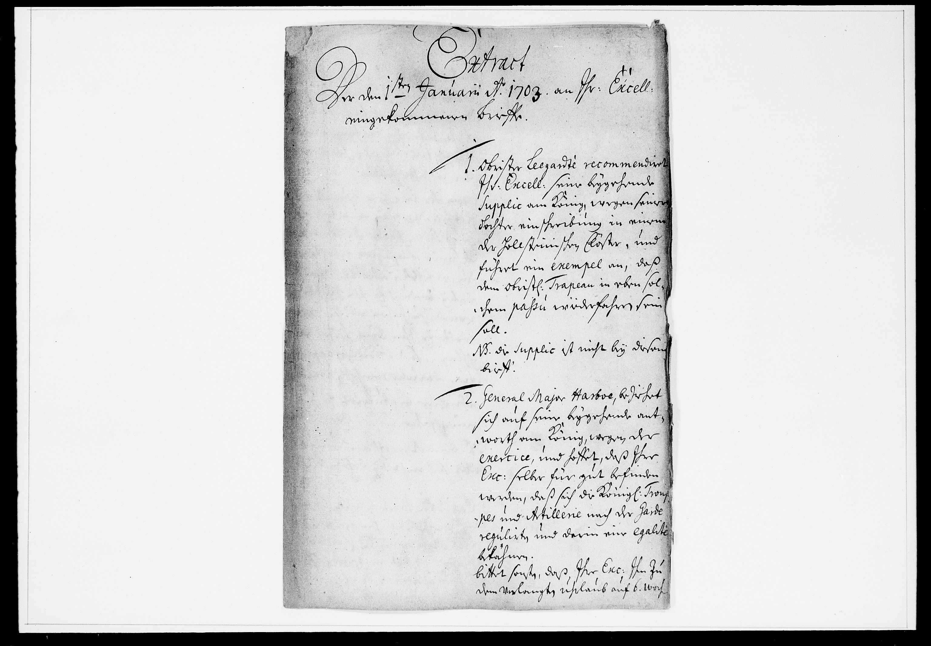 Krigskollegiet, Krigskancelliet, DRA/A-0006/-/0934-0939: Refererede sager, 1703, p. 2