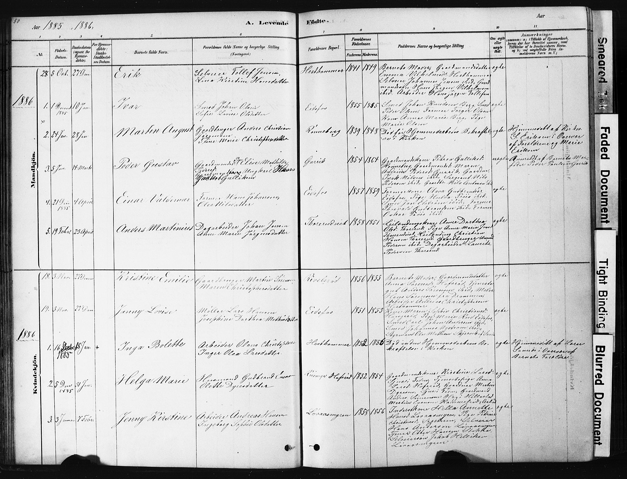 Hof kirkebøker, AV/SAKO-A-64/G/Ga/L0004: Parish register (copy) no. I 4, 1878-1930, p. 50