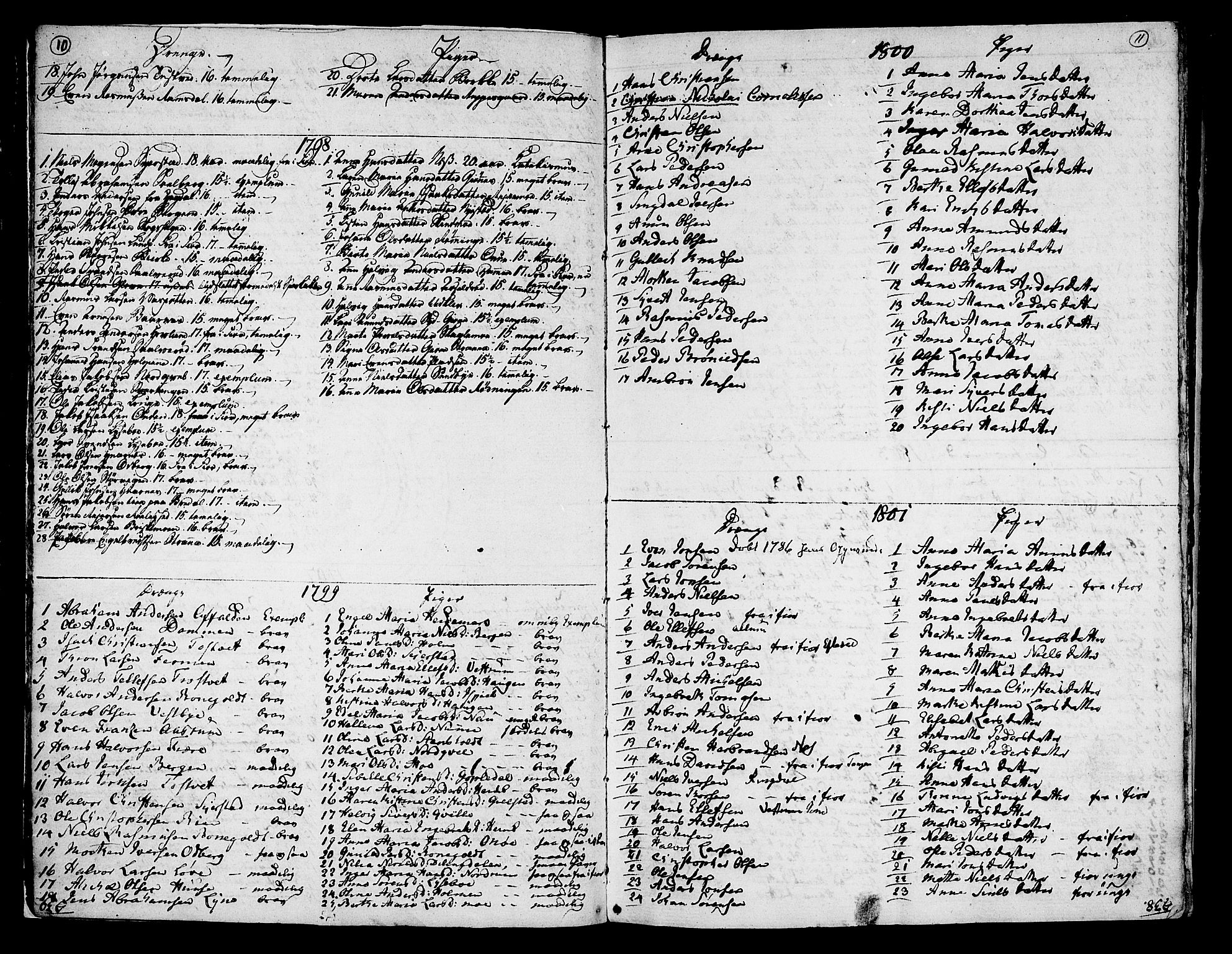 Hedrum kirkebøker, AV/SAKO-A-344/F/Fa/L0002: Parish register (official) no. I 2, 1785-1807, p. 10-11