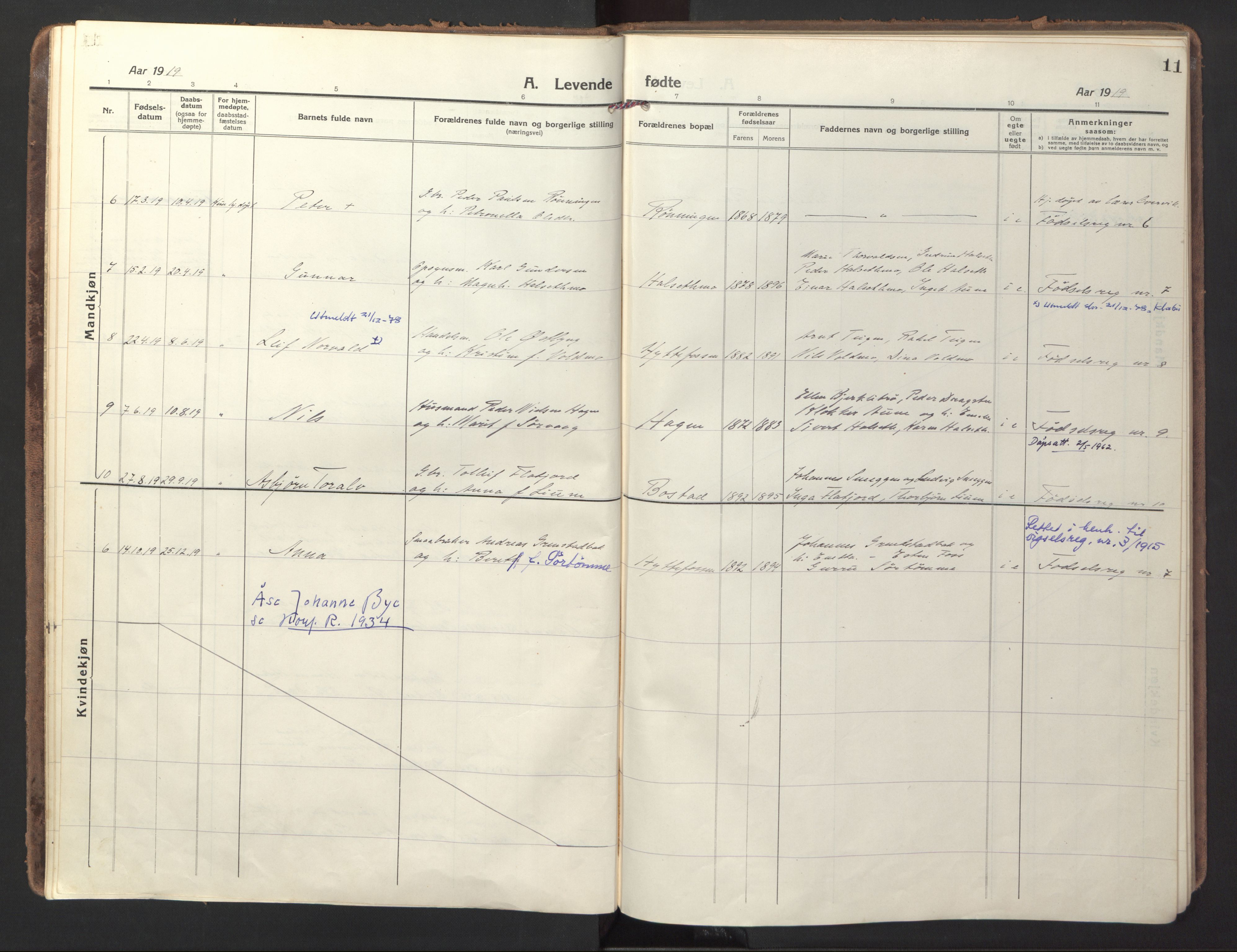 Ministerialprotokoller, klokkerbøker og fødselsregistre - Sør-Trøndelag, AV/SAT-A-1456/618/L0449: Parish register (official) no. 618A12, 1917-1924, p. 11