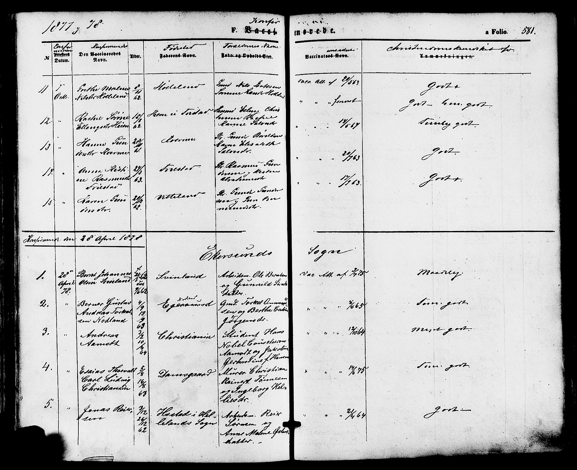 Eigersund sokneprestkontor, SAST/A-101807/S08/L0014: Parish register (official) no. A 13, 1866-1878, p. 581