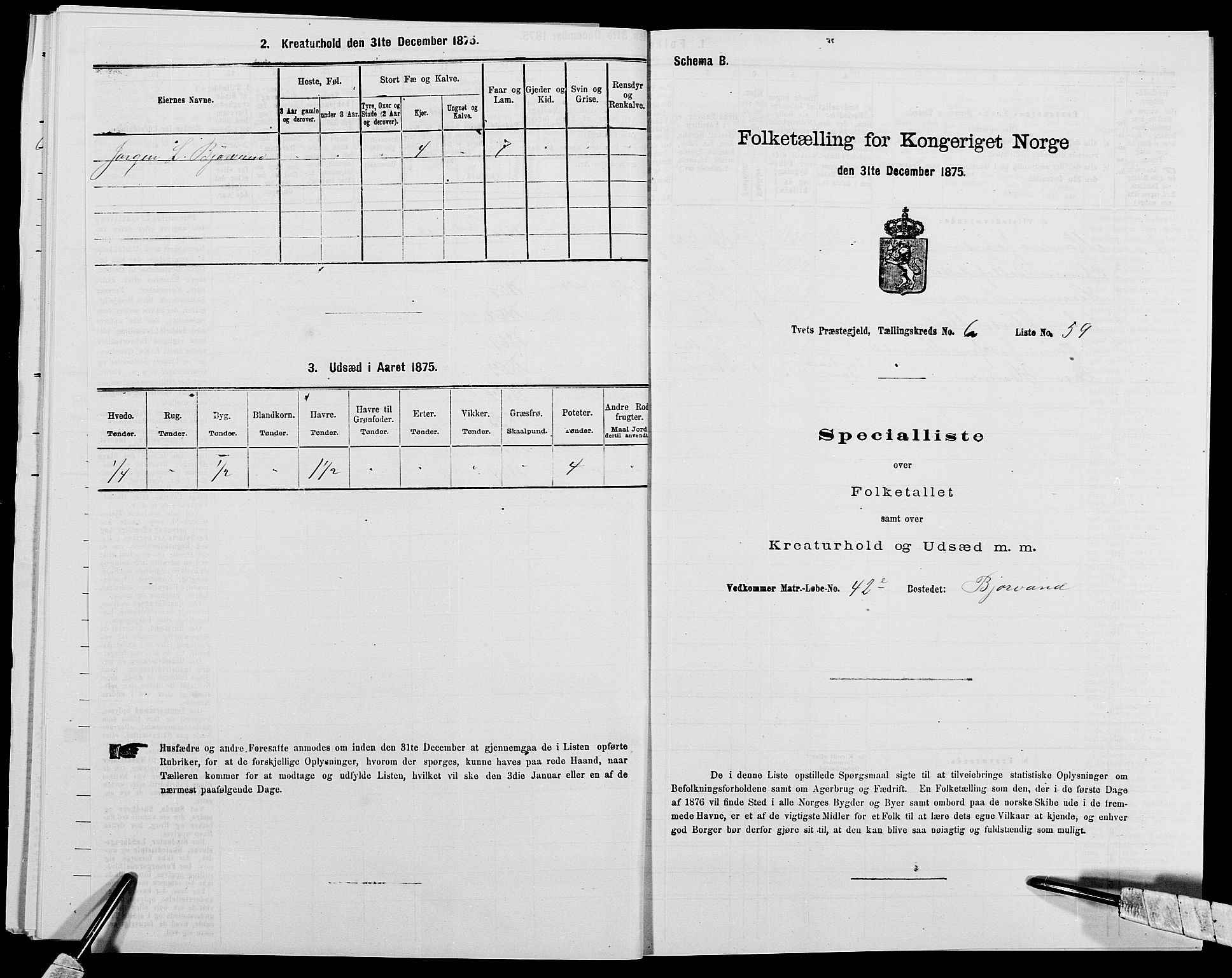 SAK, 1875 census for 1013P Tveit, 1875, p. 884